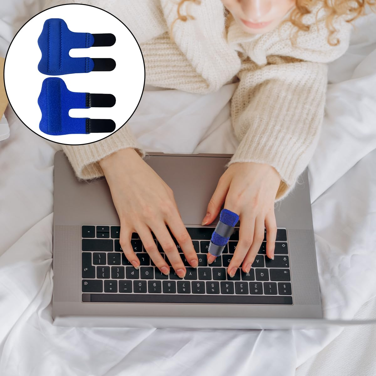 Finger Splints, 2 PCS Adjustable Finger Support Braces for Finger Knuckle Joint Fixation (Blue) image number 3