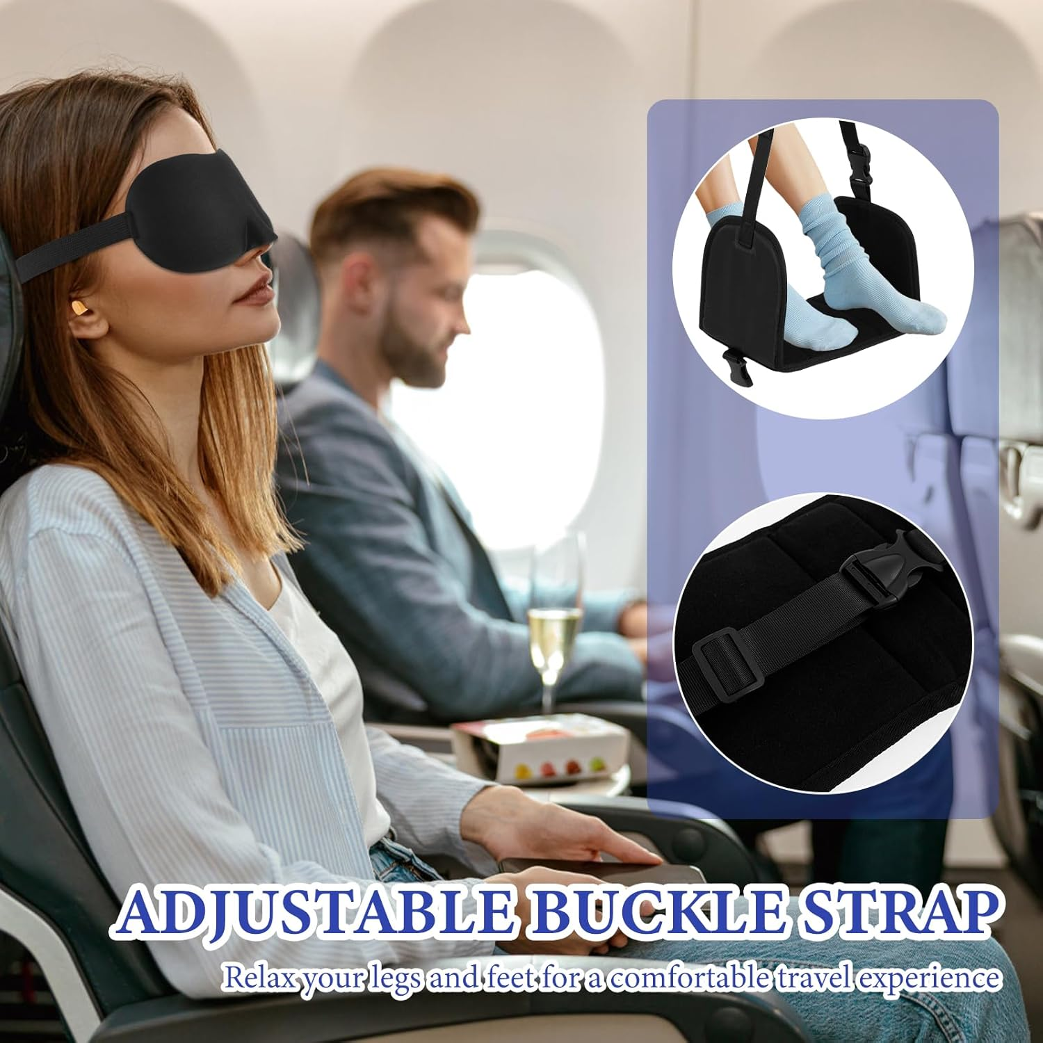 ZFLYCANP Airplane Foot Hammock with Support, Portable Base Designed Foot Hammock with Storage Bag, Perfect Foot Rest for Long Flight Plane Trip