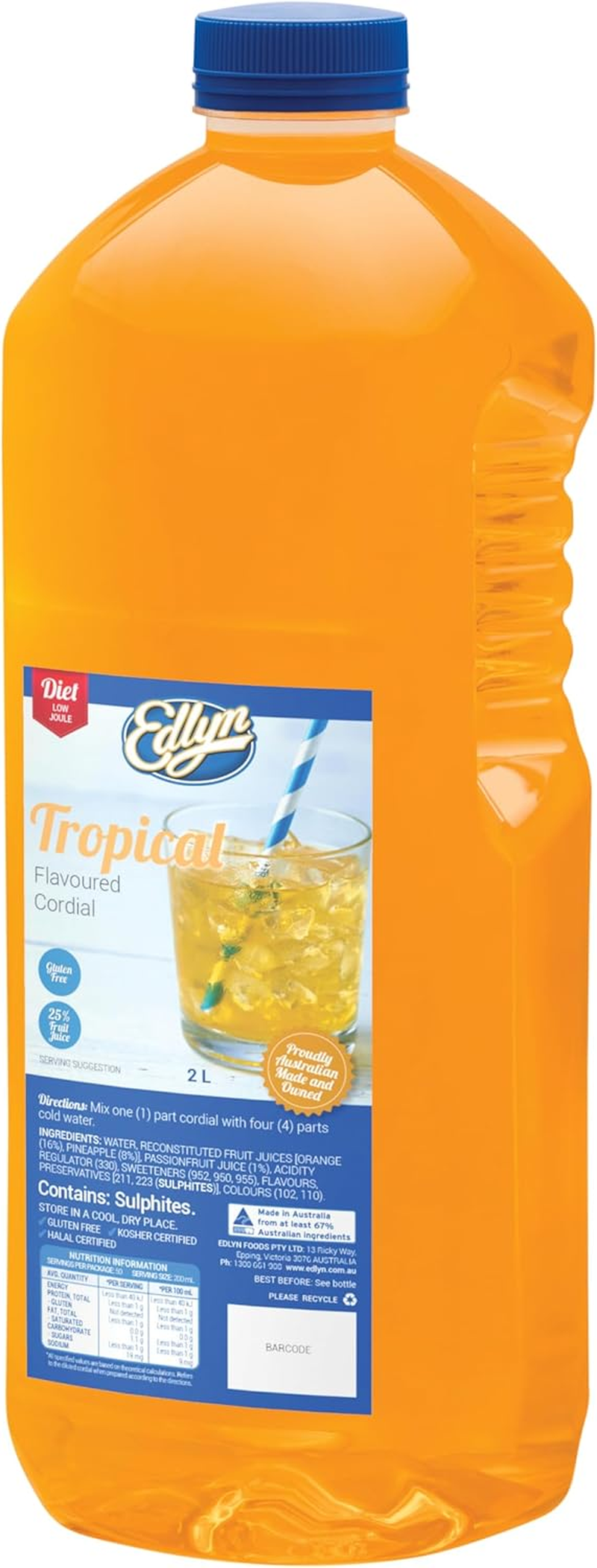 Edlyn Traditional Diet Tropical Cordial 2 Litre image number 2