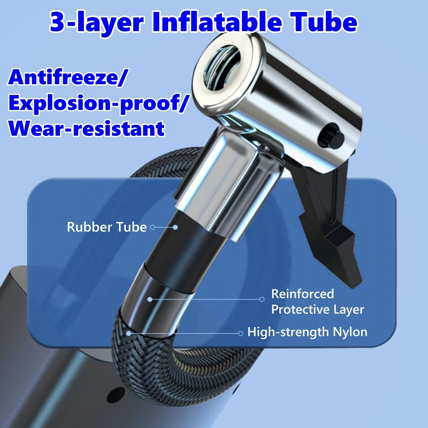 Longfng Tire Inflator Portable Compressor,Handheld Electric Air Pump,With LED Digital Display and 3 Nozzle Adapters Inflator for Car Motorcycle Bicycle Ball,Other Types of Inflatables image number 6