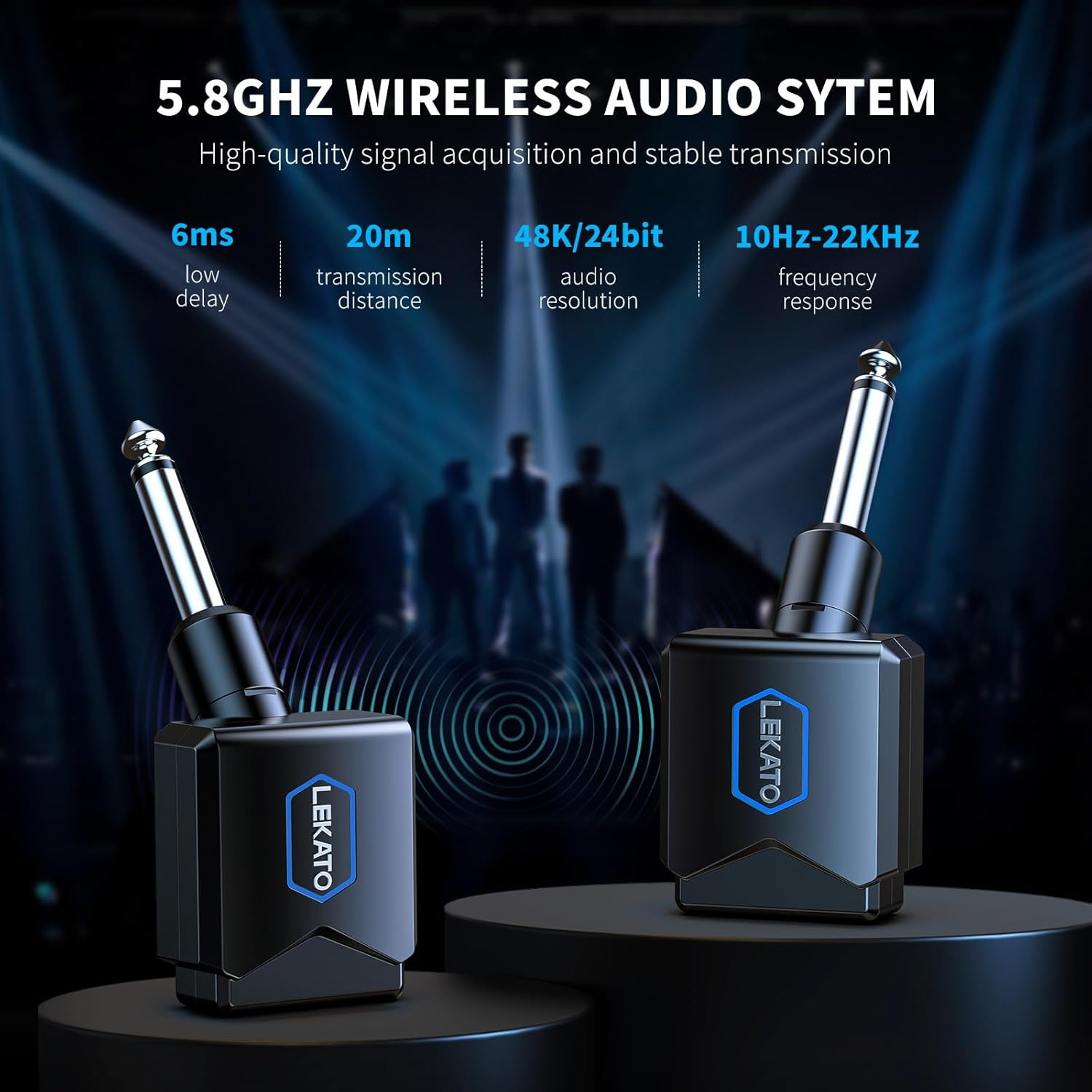 LEKATO Wireless Guitar System with Charging Box 5.8Ghz Audio Wireless Transmitter Receiver Wireless Guitar Transmitter and Receiver Rechargeable Wireless Audio System for Electric Guitar Bass image number 3