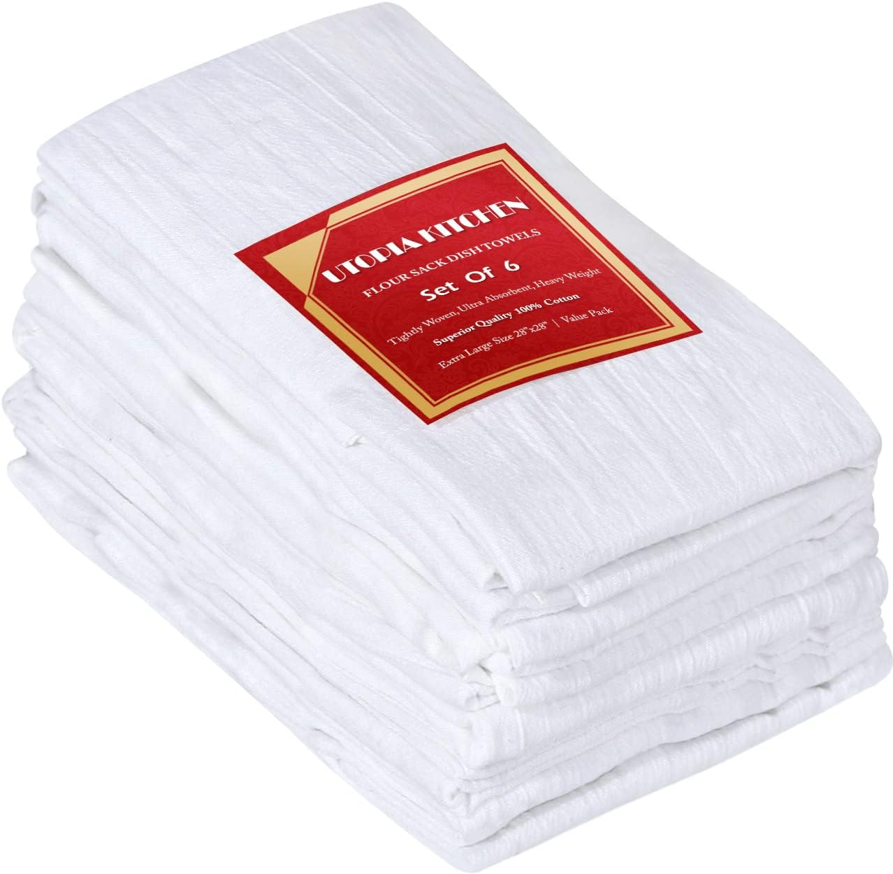 Utopia Kitchen [24 Pack] Flour Sack Tea Towels, 28" X 28" Ring Spun 100% Cotton Dish Cloths - Machine Washable - for Cleaning & Drying - Natural Tan