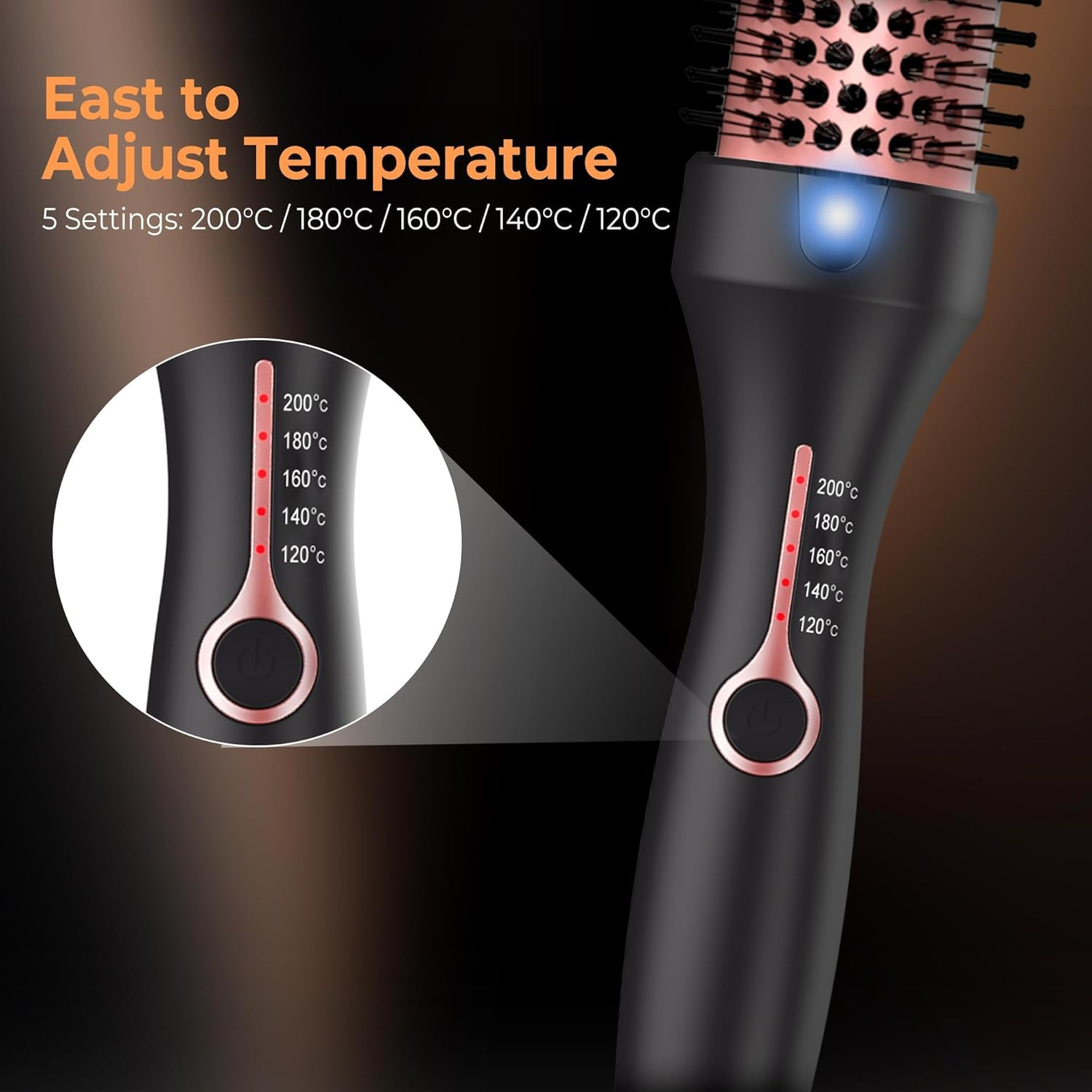 Thermal Brush Lonen Heat Brush 38 Mm, Thermob&uuml;rste Rundb&uuml;rste 120-200&deg;C, W&auml;rmeb&uuml;rste Double Spannung Erh&ouml;hen Sie Das Haarvolumen, Verwendet Als Kamm, Gl&auml;tteisen, Lockenstab, Leichte Kompakte Gr&ouml;&szlig;e image number 1