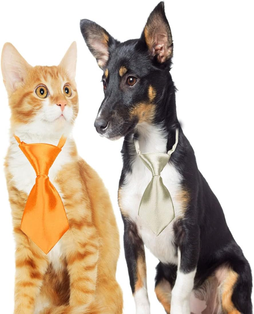 Wepetyo 10 Pcs Pure Color Pet Tie Dog Ties with Adjustable Collar for Dogs Cats Summer Party Decoration(Mixed Style) image number 3