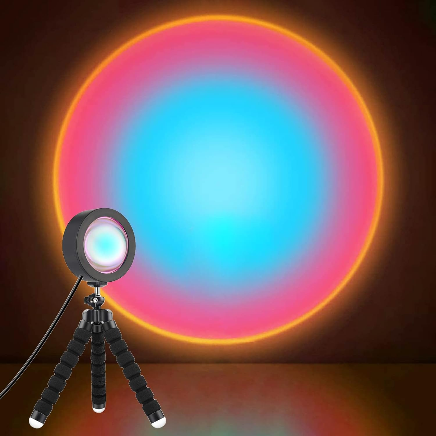 Youoklight Sunset Lamp, Projector Sunset Light 10W LED Projection Night Light 180 Degree Rotation Romantic Rainbow Light USB Charging for Photography Party Home Living Room Bedroom Decor, Sunset Red&hellip;
