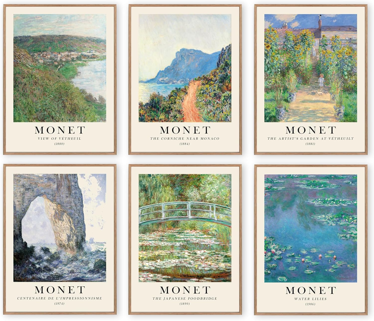 RETRART Claude Monet Wall Art Prints Aesthetic Posters for Room Decor Set of 6 Water Lilies Posters - Vintage Famous Art Canvas Prints - 8X10In Unframed - Flower 02 image number 3