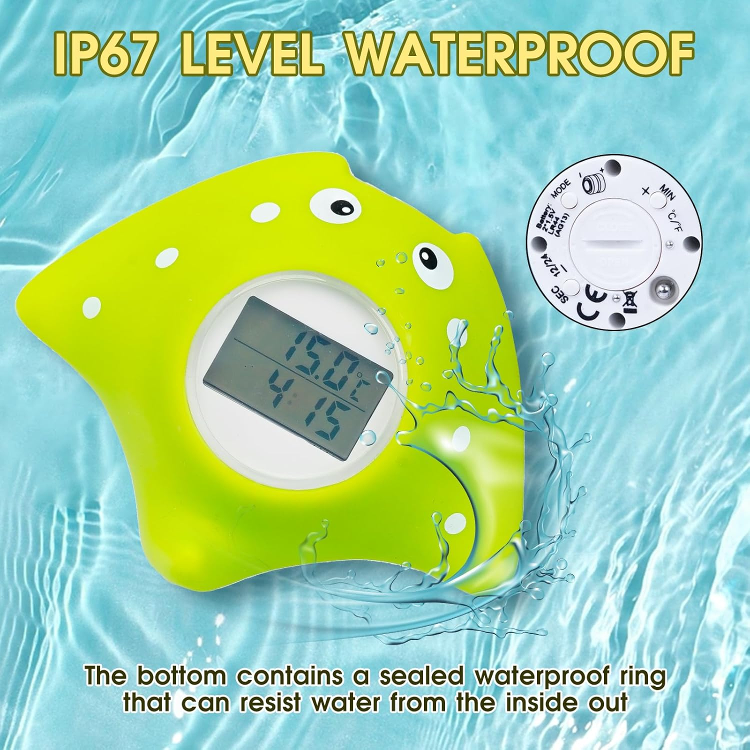 Baby Bath Thermometer, New Upgraded Digital Water Thermometer with 3 Color Backlight and Temperature Warning, Safe Bath Thermometer Floating Toy for Babies and Toddlers （Devil Fish） image number 2