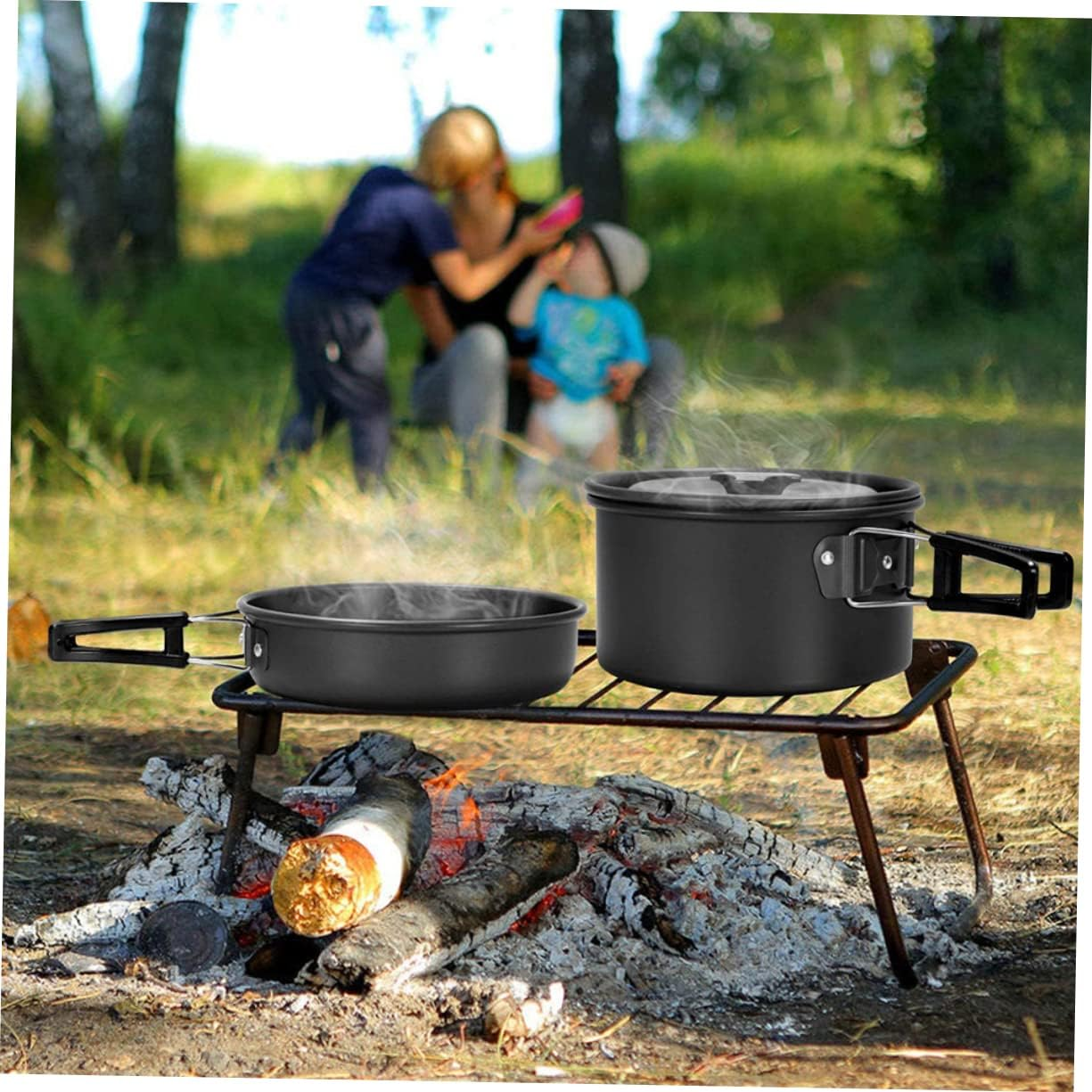 Anneome Outdoor Camping Cookware for People Portable Pan and Pot for Camping Trips Includes Tableware and Cooking Tools for Outdoor Adventures image number 3