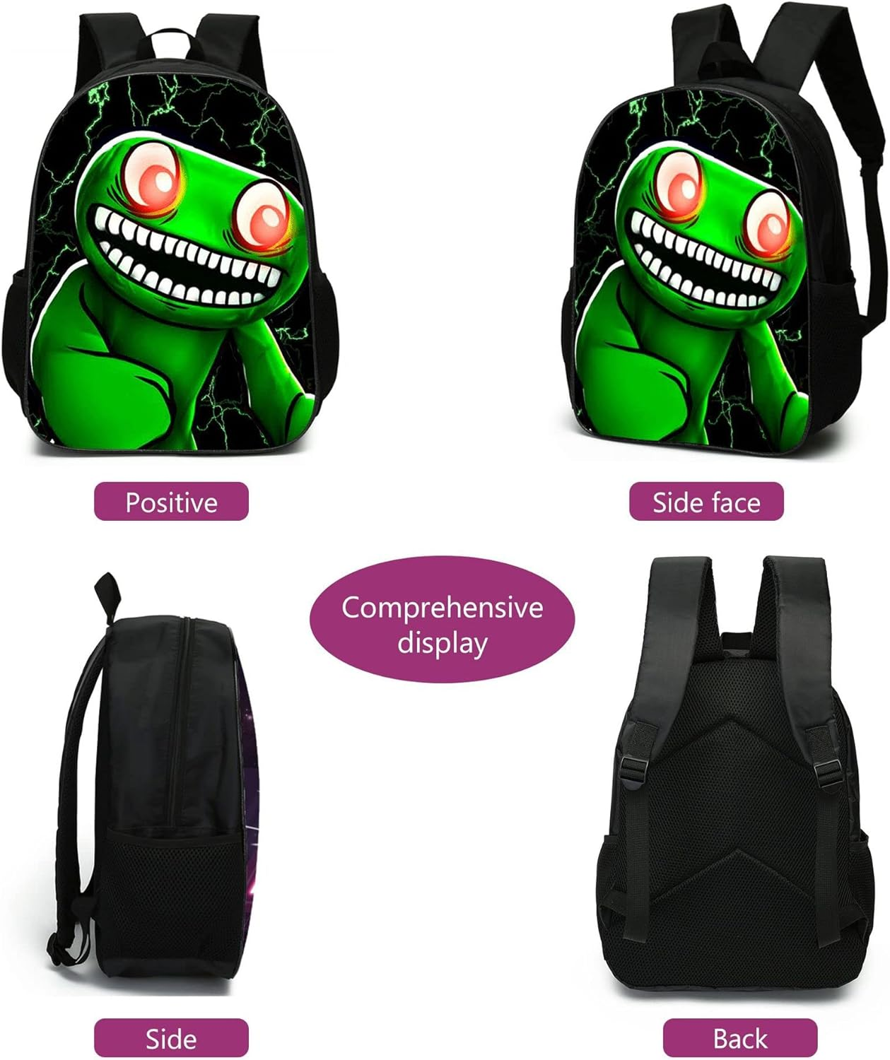 3Pcs Anime Game Banban Backpack Set with Keychain,16In 3D Printed Friend Cartoon Lunch Bag High Capacity Schoolbag Boy and Girl Schoolbag. image number 6
