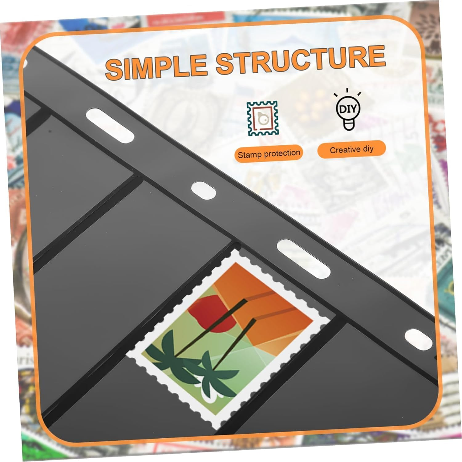 WADY 10 Sheets Stamp Stock Pages Stamp Storage Albums Coin Holder Standard Stamp Pages Stamp Collection Insert Coin Album Stamp Collection Albums Convenient Stamp Holder (Black) image number 2