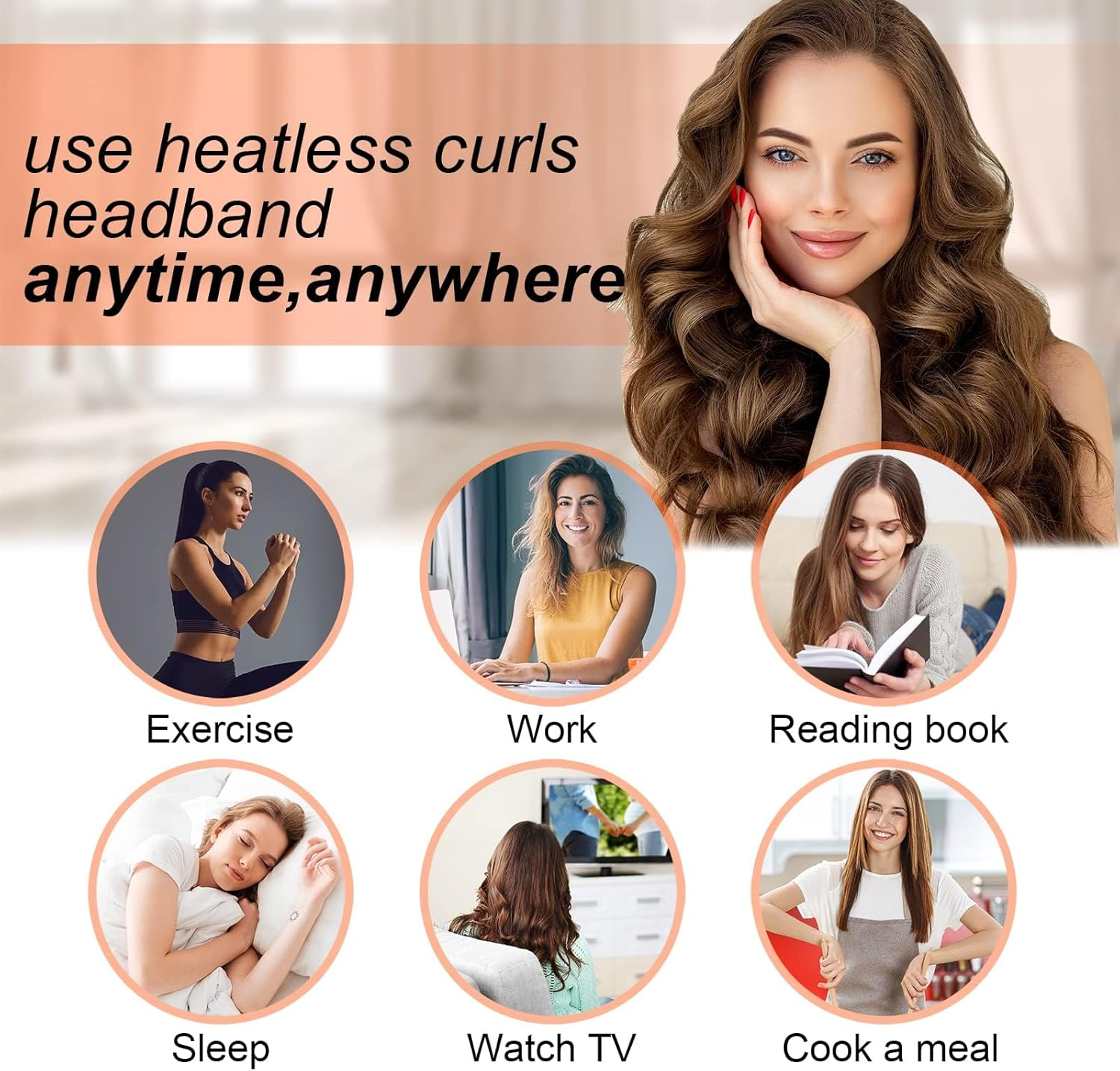 CORATED No Heat Curlers, Overnight Heatless Curls for Long Hair, Heatless Curling Rod Headband You Can Sleep In, Soft Silk DIY Hair Styling Tools Kit, Hair Wrap Curls for Medium Hair - Blue image number 6