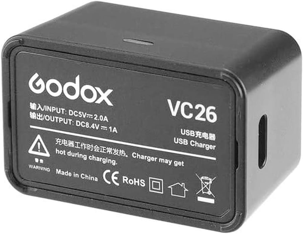 Godox VC26 USB Battery Charger DC 5V Input DC 8.4V Output for Charging VB26A Battery for Godox V1S V1C V1N V1F V1O V1P V860III V850III MF-R76 Ad100Pro with USB Charging Cable image number 2