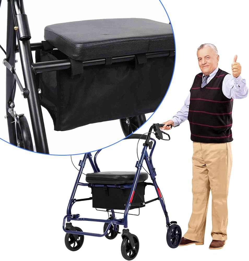 Walker Bag, under Seat Rollator Bag,Rollator Seat Bag 4 Wheeled Walker Rollator Wheelchair Frame Replacement Storage Bag Adjustable Pouch for Carrying Items Reusable Basket Carry Women Men image number 3