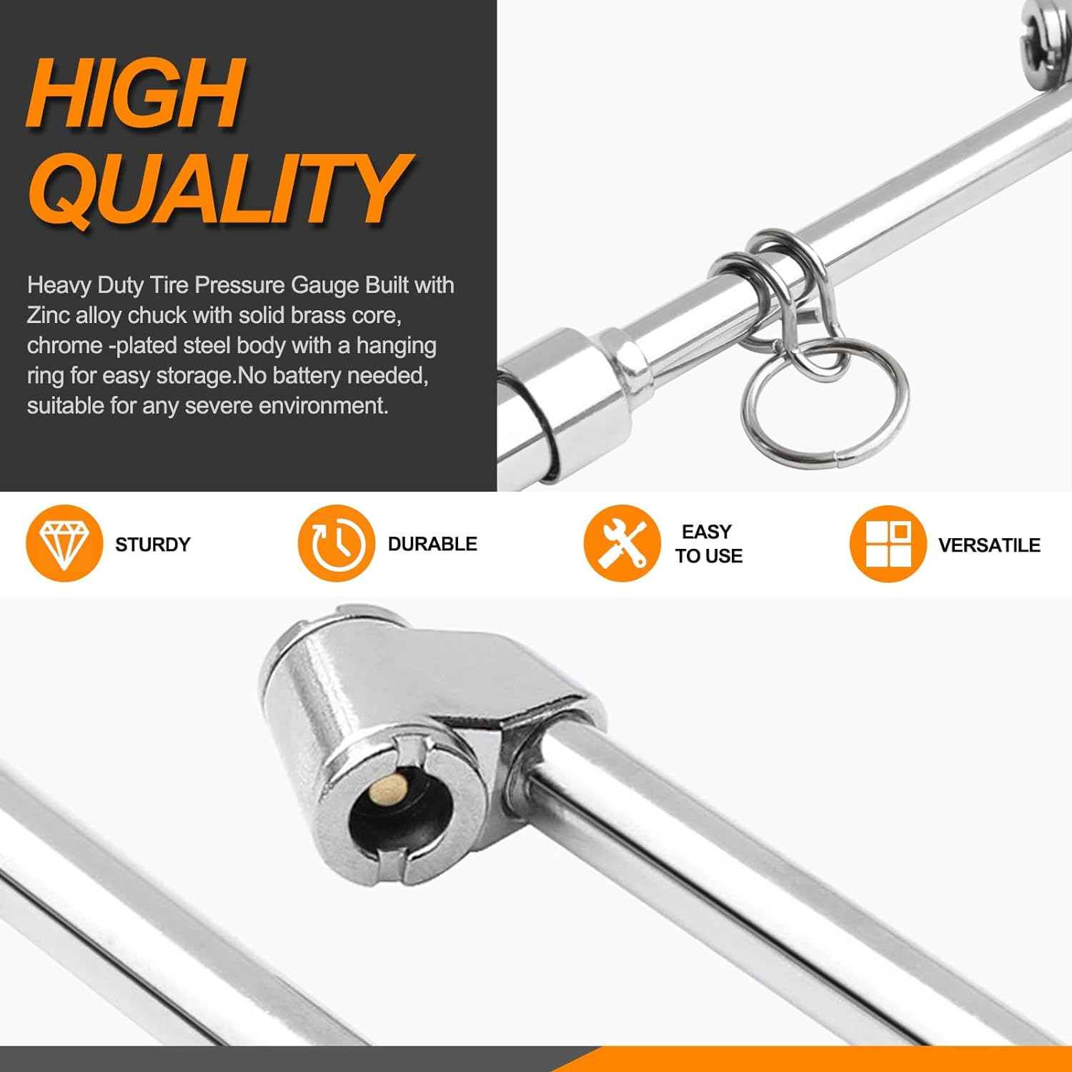 Professional Dual Head Tire Pressure Gauge 10-150 PSI, Heavy Duty Pen Type, Truck Car RV ATV Motorcycle