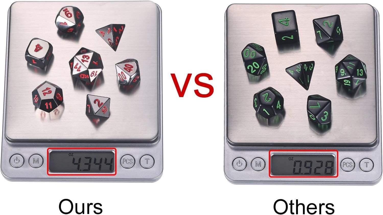 Zinc Alloy Metal Polyhedral 7-Die Dice Set for Dungeons and Dragons RPG Dice Gaming D&D Math Teaching, D20, D12, 2 Pieces D10 (00-90 and 0-9), D8, D6 and D4 (Black and Red) image number 5