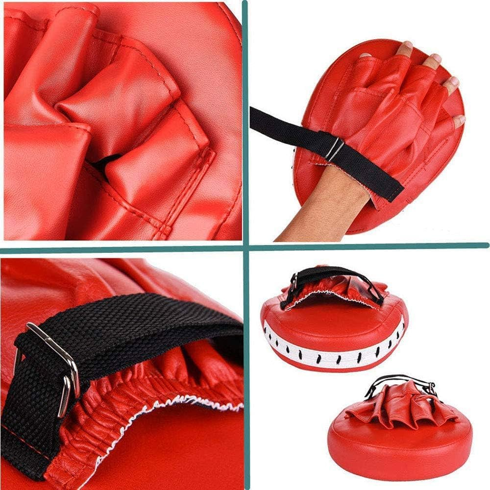 Wolike 1 Pcs Boxing Focus Pad, Punching Target Mitt for Hook & Jab Strike and MMA UFC Training, Ergonomic Fit Hand,High Elasticity EVA, Non-Toxic (Black and Red) image number 5