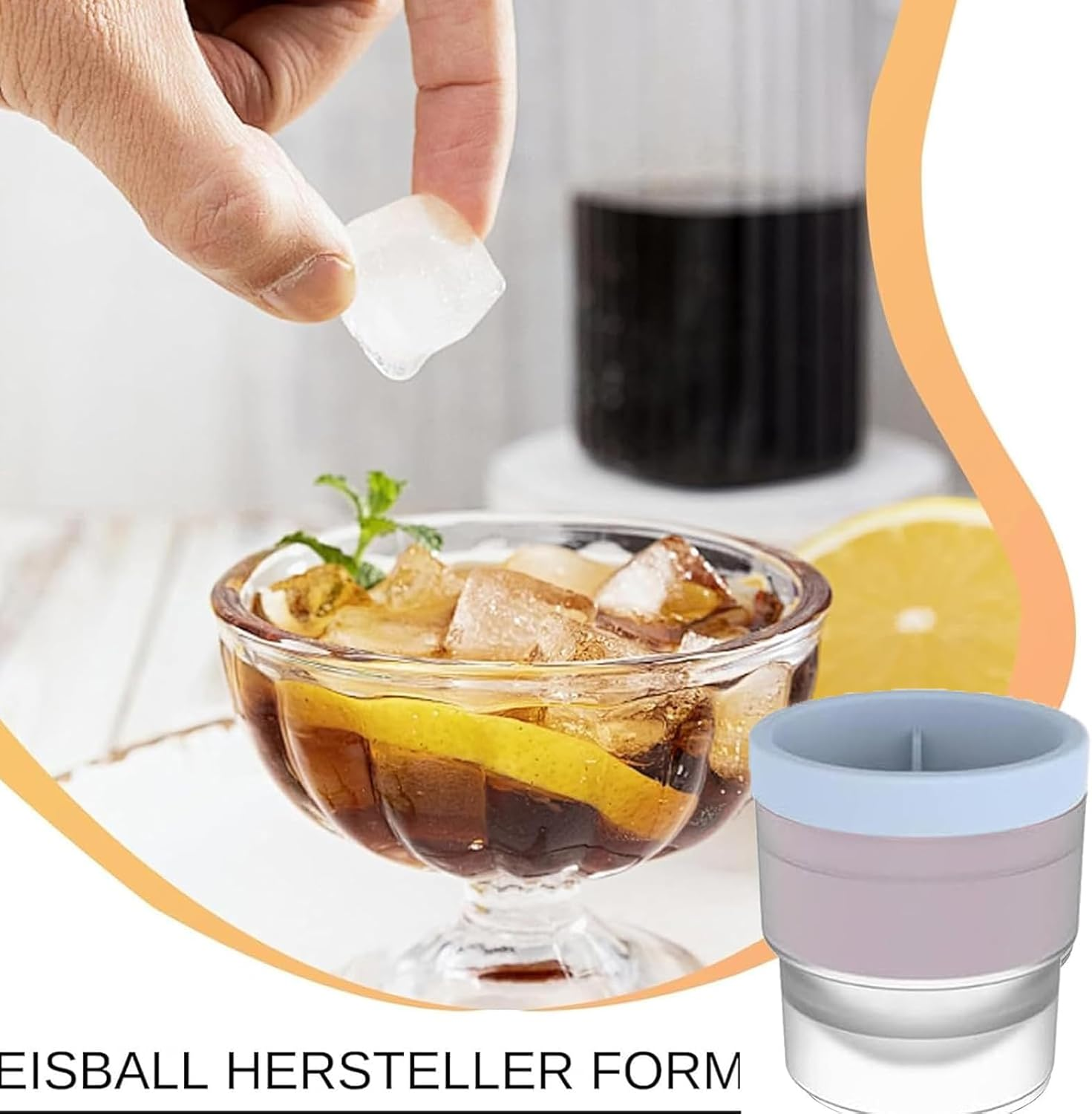 8 PCS round Ice Cube Mold, Ice Ball Mould (4 Blue + 4 White), Reusable Silicone Ice Cube Trays for Freezer, Large Ice Cubes for Whiskey, Cocktails, Coffee