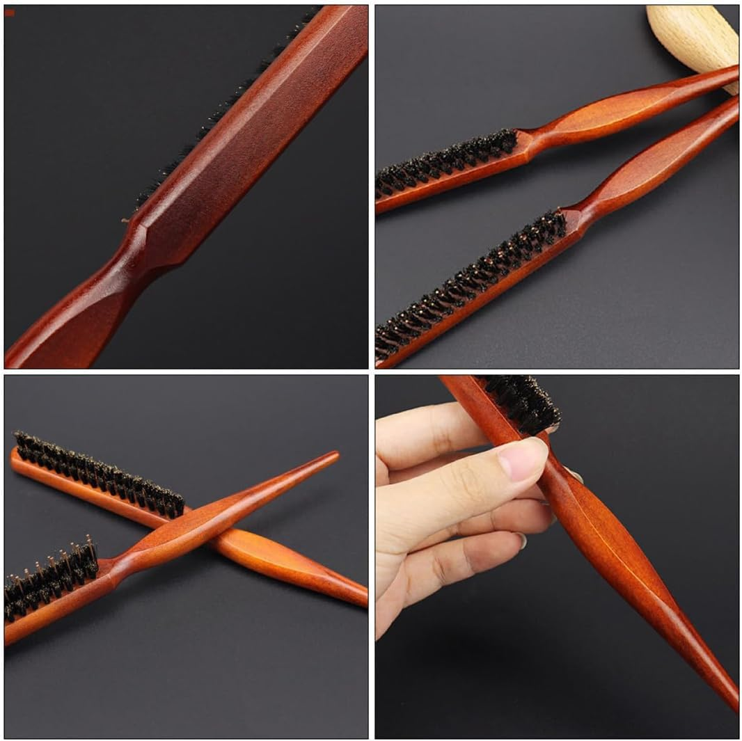 MUNZE Sleek Bun Brush Teasing Hair Brush Boar Bristle Hair Brush Tail Comb, Hair Brushes with Boar Bristles Soft Natural Bristles for Hair and Beard Styling image number 6