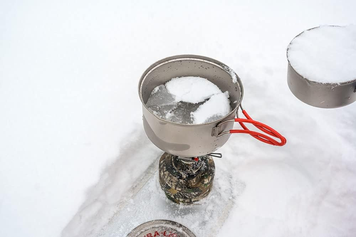 EVERNEW Titanium Lightweight Camping Pot W/Folding Handle Set, 900 & 1300 image number 1