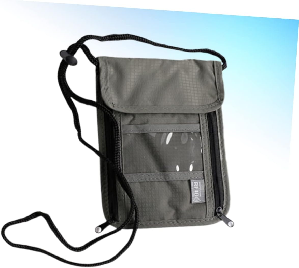 KICHOUSE Passport Bag for Travel Neck Hanging Bags Id Window Credit Holder in Grey image number 5