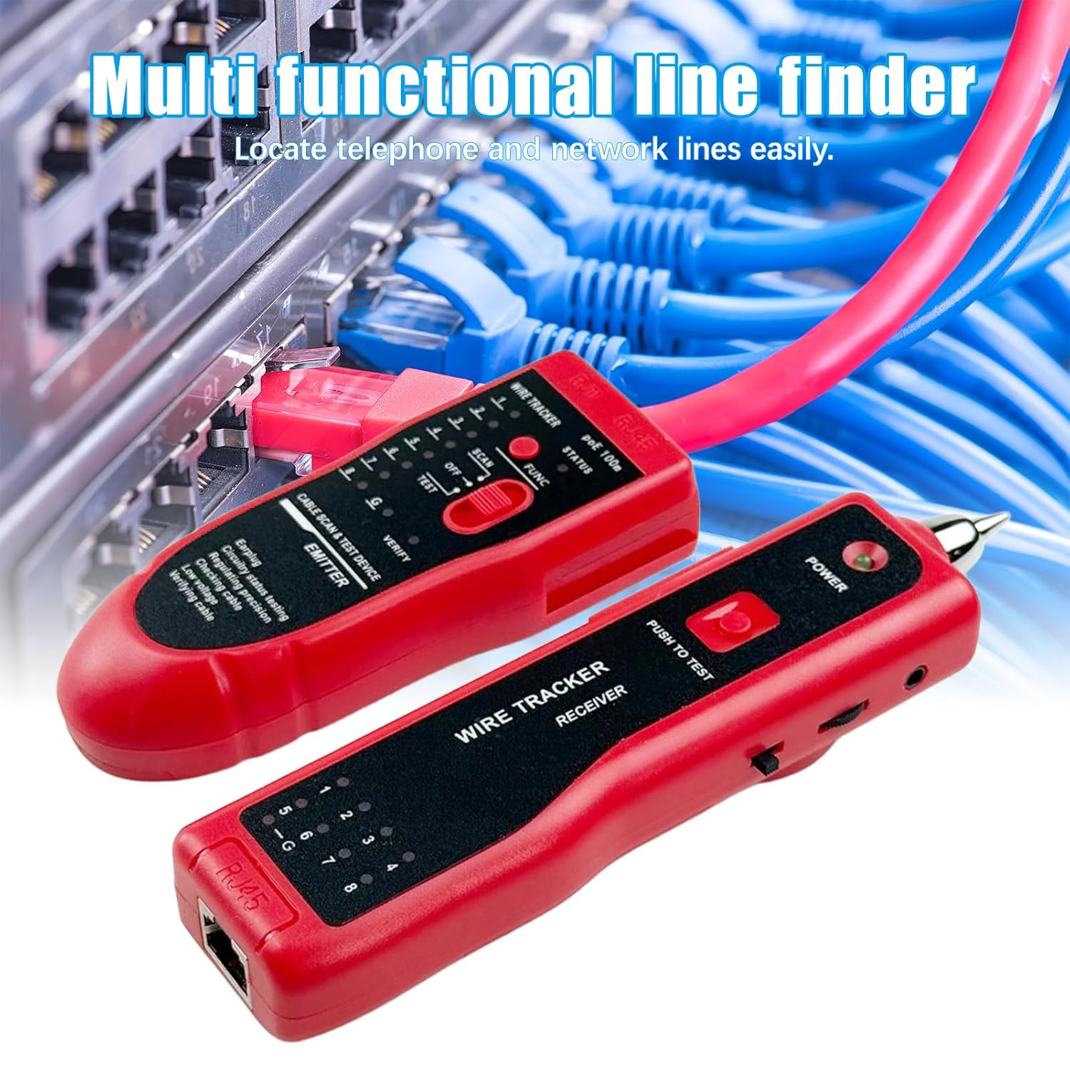 Line Finder Cable Testing Tool, RJ11 RJ45 Wire Tracker Circuit Tester Multifunction Cable Tester Wire Locator for Cable Collation