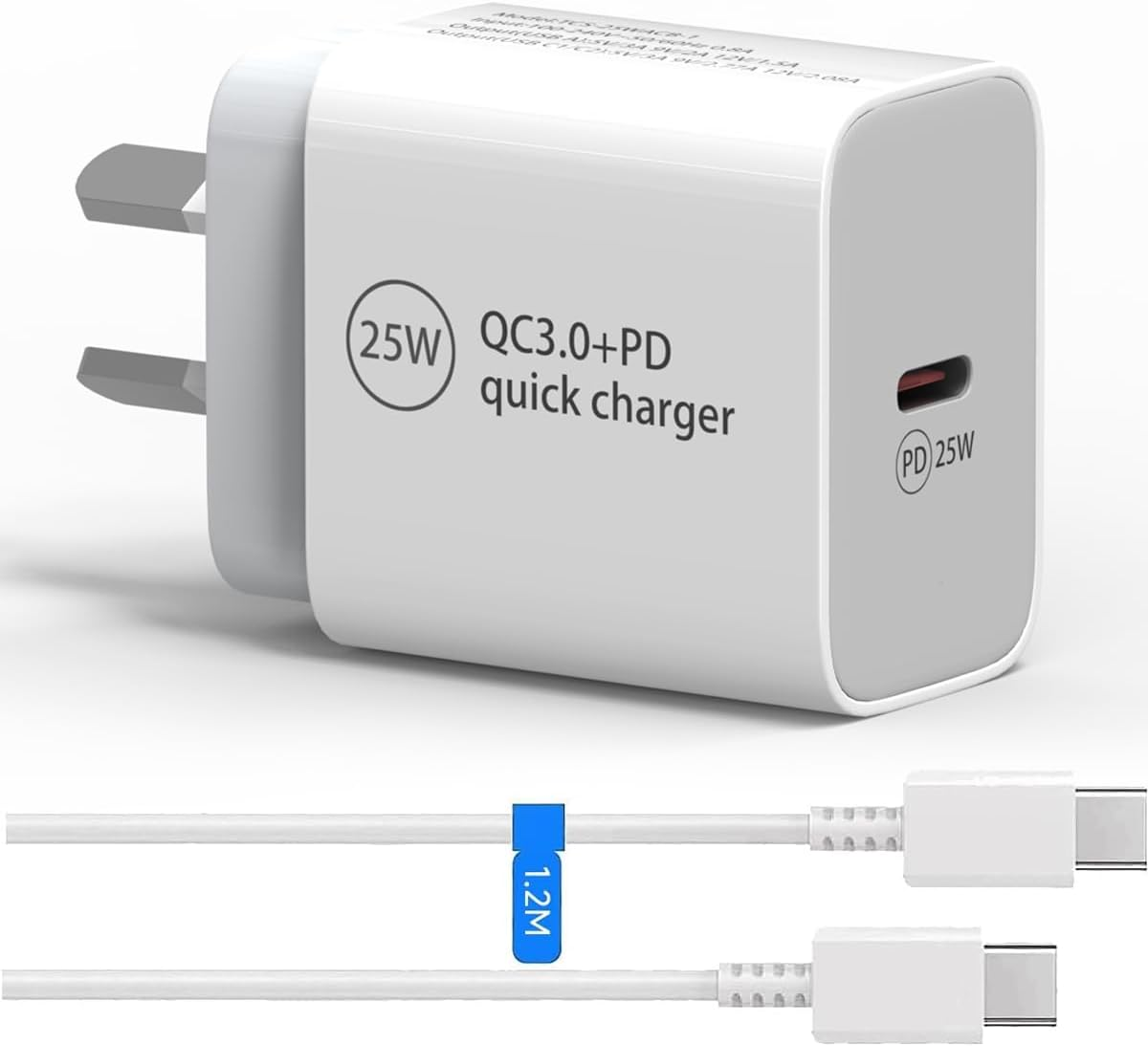 USB C Charger Block, 25W USB C Super Fast Charging Adapter, Type C Wall Charger Cube Power Plug for Samsung Galaxy S25 S24 Ultra S23 S22 S21 S20 Note20 / Iphone 16 15 14 13 Pro Max with 1.2M Cable image number 5