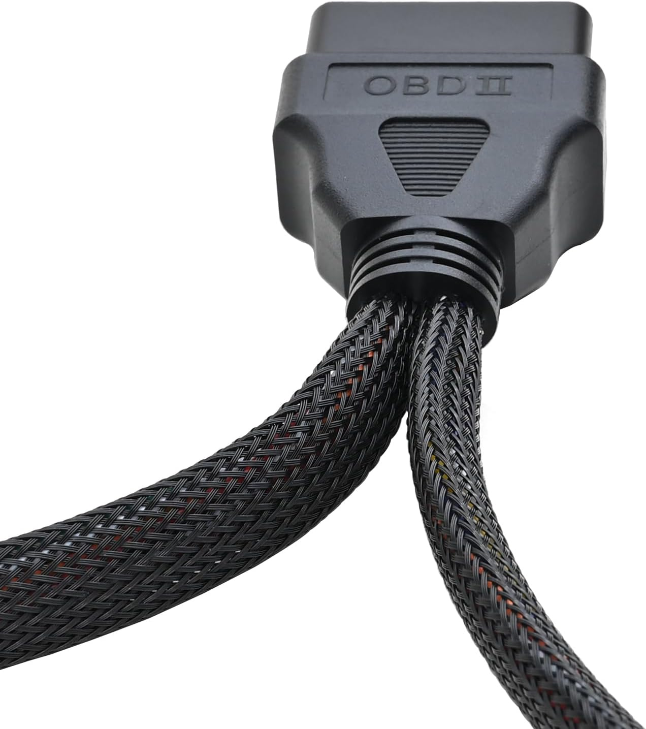 Ikkegol Underdash OBD2 Splitter Y Cable, 1 Male to 2 Female OBDII Harness Adapter, 16 Pin OBD II J1962 Extension Cord DIY, Car OBD Port Braid Connector with Mounting Bracket 1FT/30CM