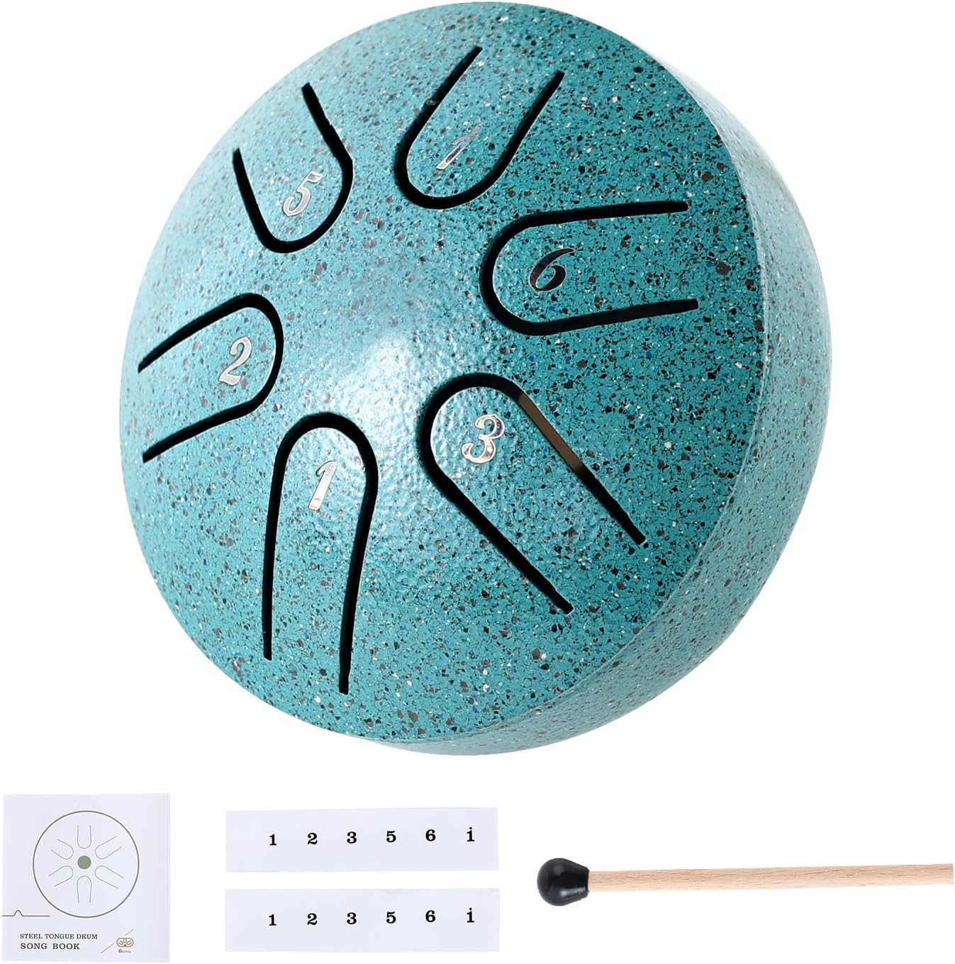 Yahpetes Steel Tongue Drum Musical Percussion Instrument Metal Rain Drum for outside 3 Inch 6 Notes C-Key for Meditation Yoga Education Percussion with Bag, Music Book, Mallets (3"6 Tone, Silver)