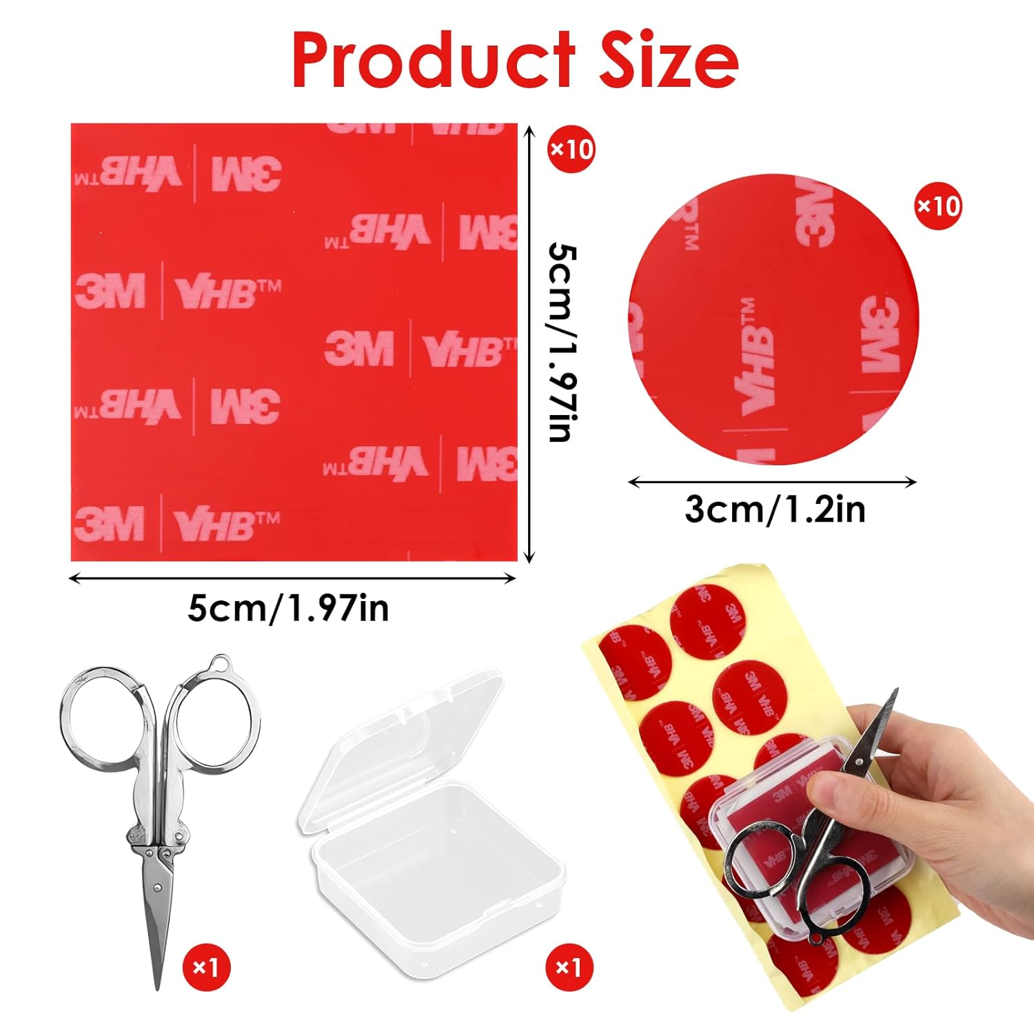 3M VHB Double Sided Adhesive Tape Pads 20 PCS, Heavy Duty Acrylic Foam Mounting Tape, Waterproof & Low Temperature Resistant, Strong Stick for Car Home Decor image number 4