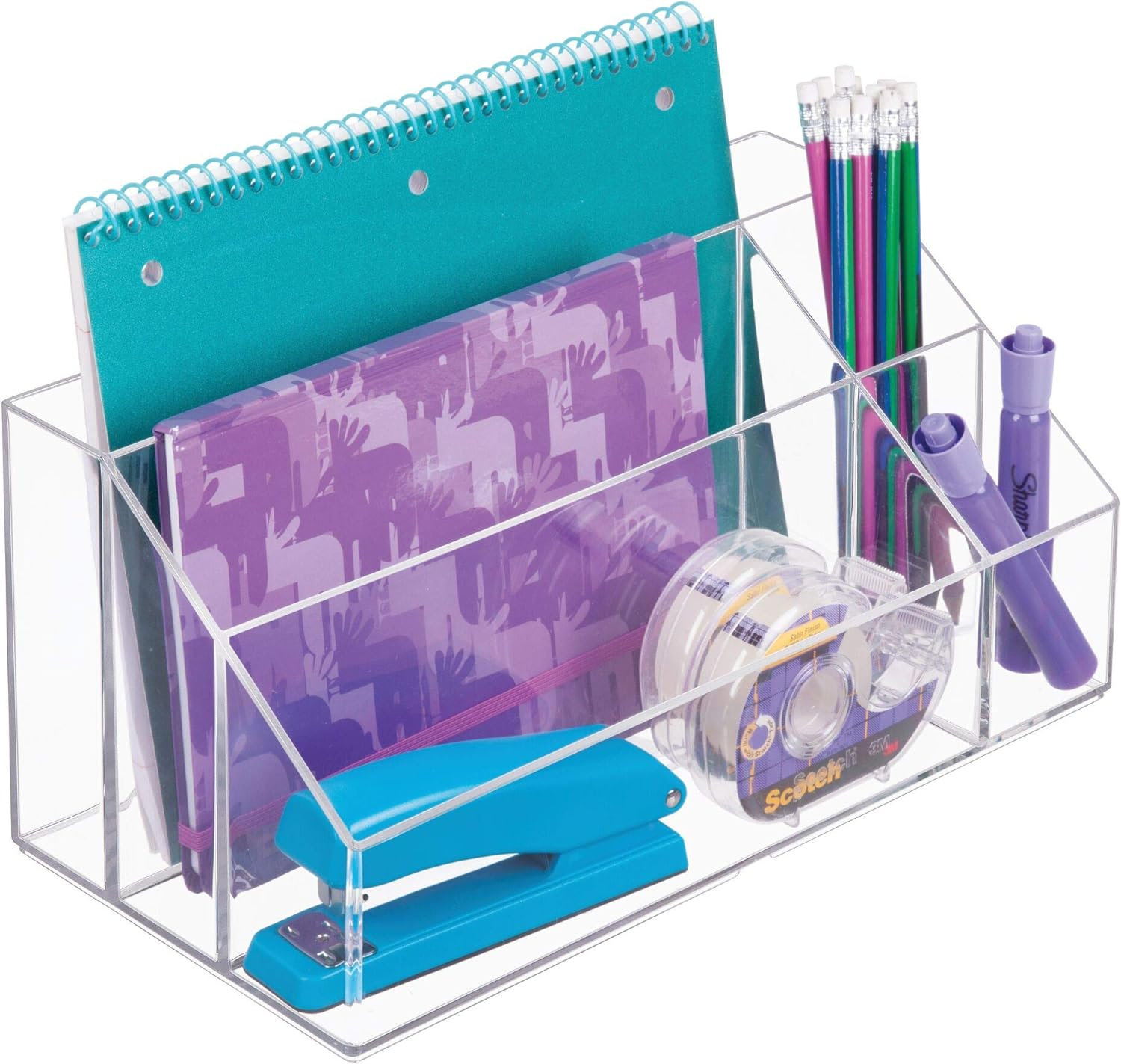 Interdesign Clarity Cosmetic Palette Organizer for Vanity or Cabinet to Hold Makeup; Nail Polish; Cosmetic Accessories - 5 Compartments; Clear (41270) image number 4