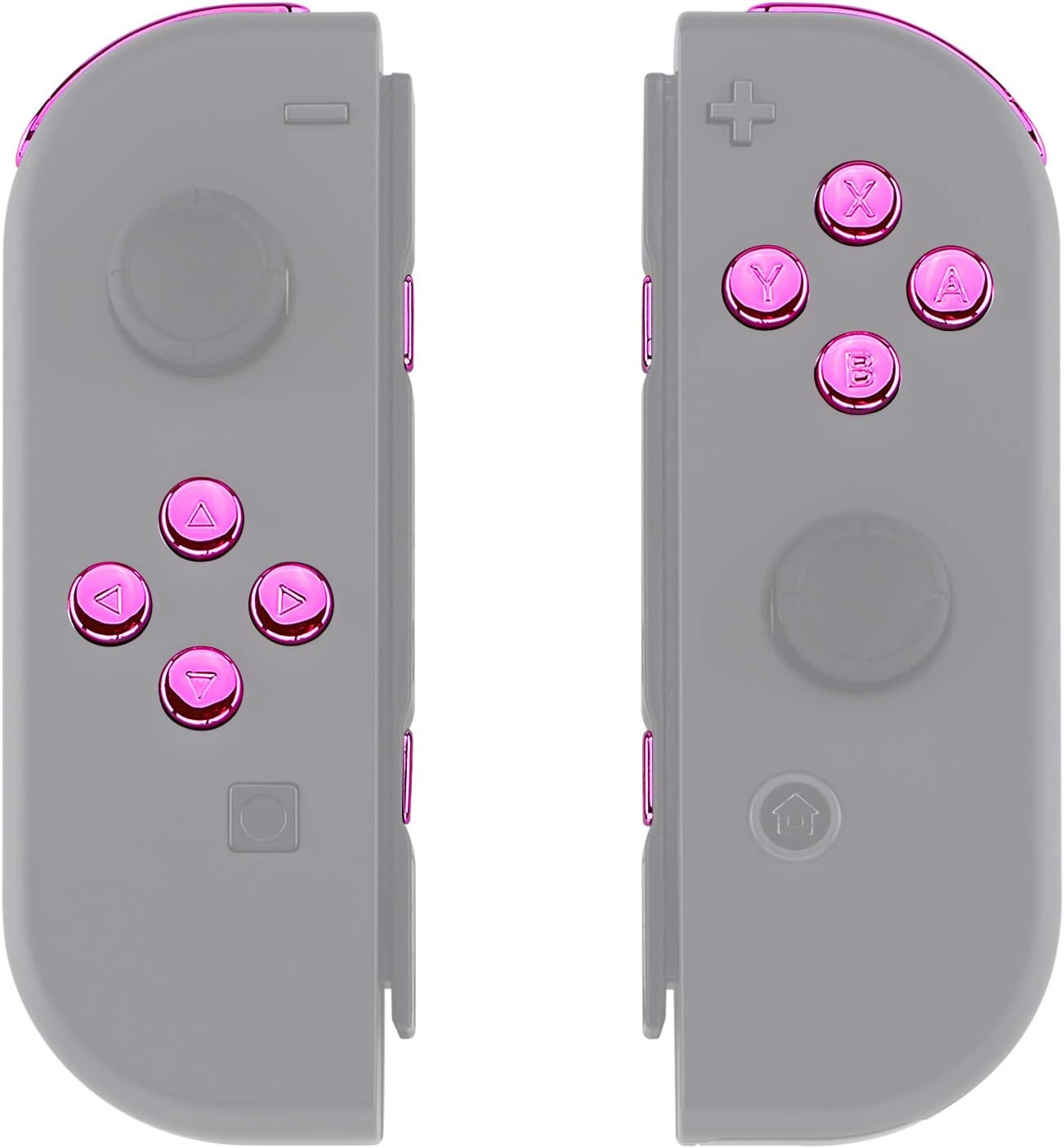 Extremerate Chrome Pink Glossy Replacement ABXY Direction Keys SR SL L R ZR ZL Trigger Buttons Springs, Full Set Buttons Fix Kits with Tools for Nintendo Switch Joy-Con - Joycon Shell NOT Included image number 1