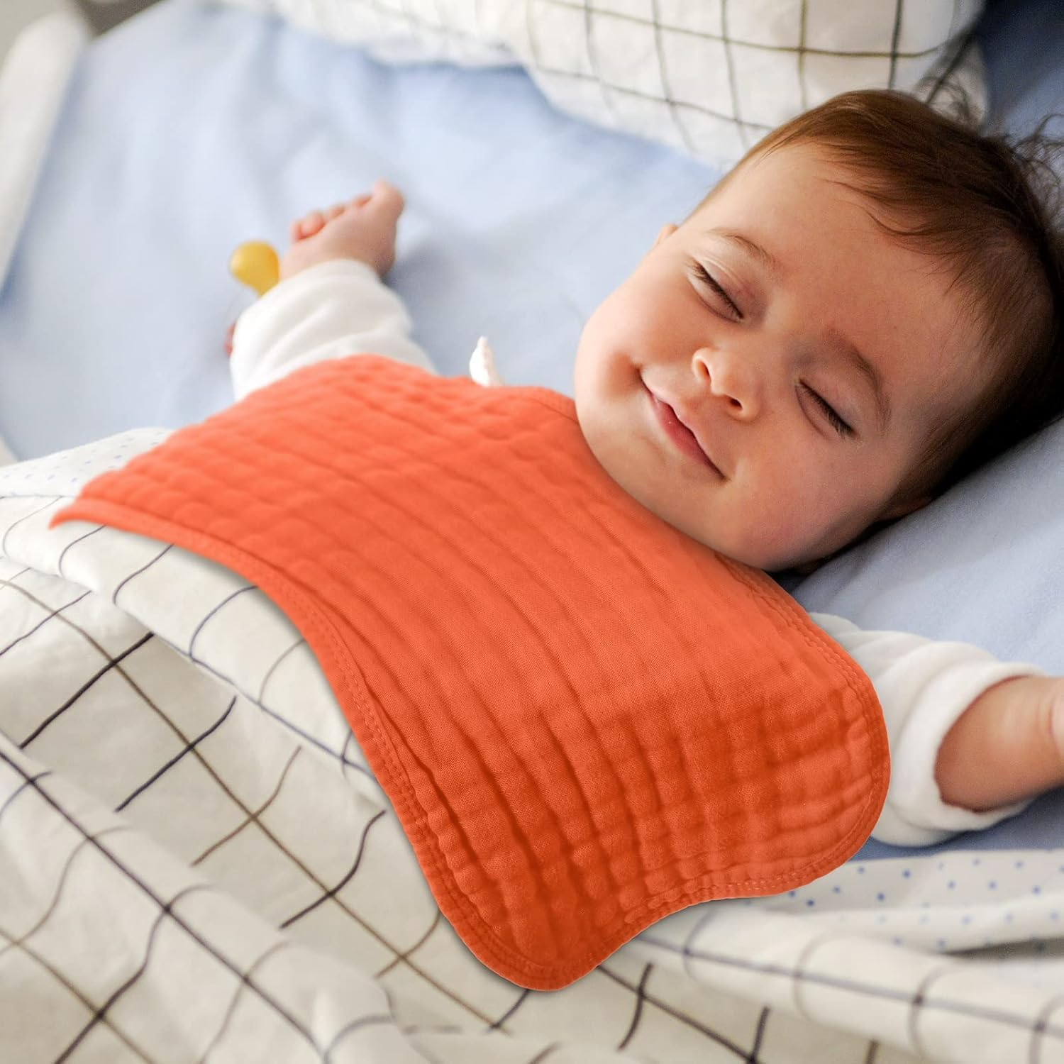 6 Pieces Muslin Burp Cloths Cloth Multi Colors Washcloths Diapers Absorbent Layers Face Towels Unisex, 9 X 20 Inch (Retro Colors) image number 6