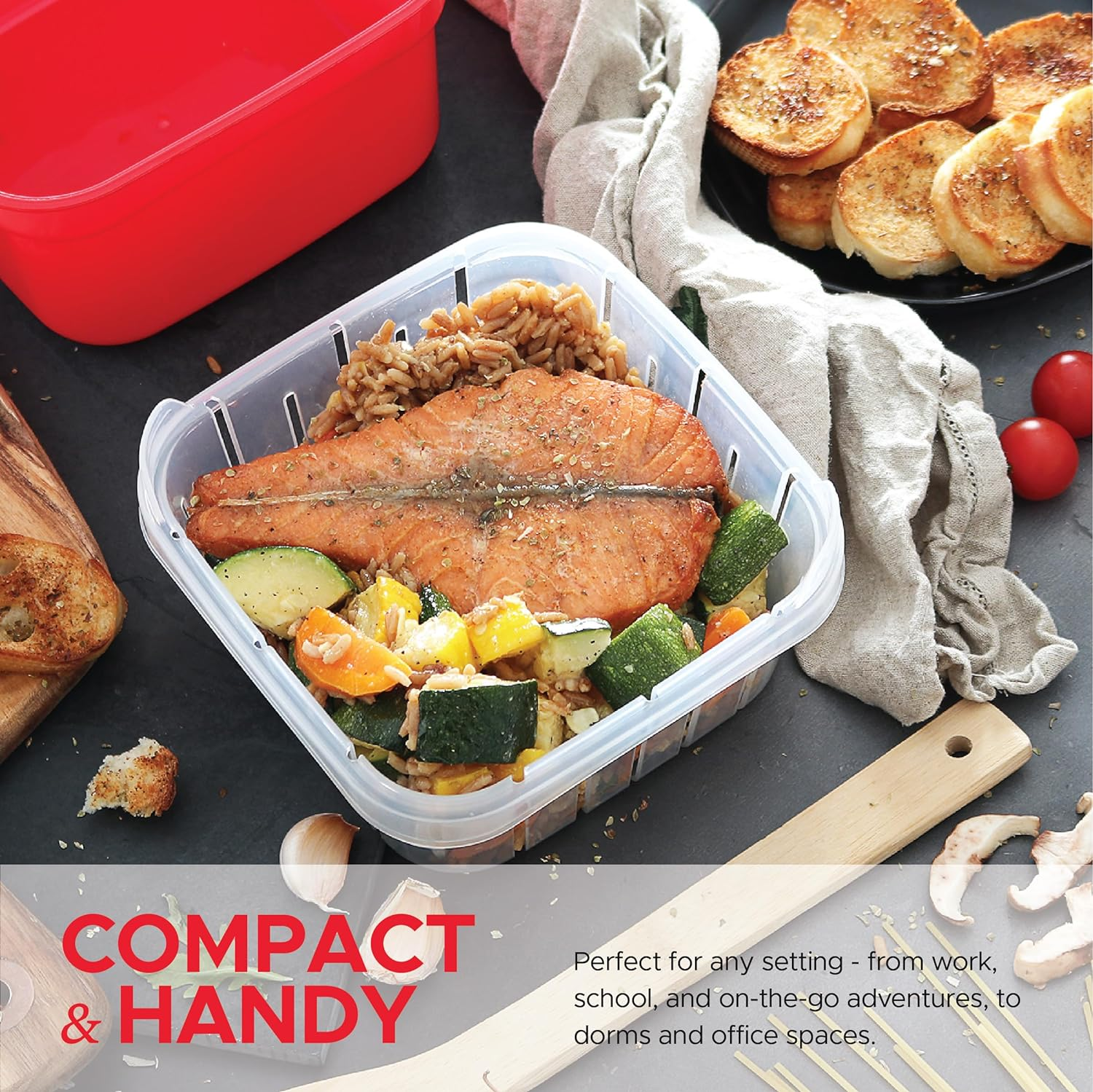 3 Piece Microwave Steamer Basket with Removable Strainer - 2 Liter Microwave Staemer for Vegetables, Broccoli & Fish - BPA Free Veggie Steamer with Airtight Locking Lid image number 3