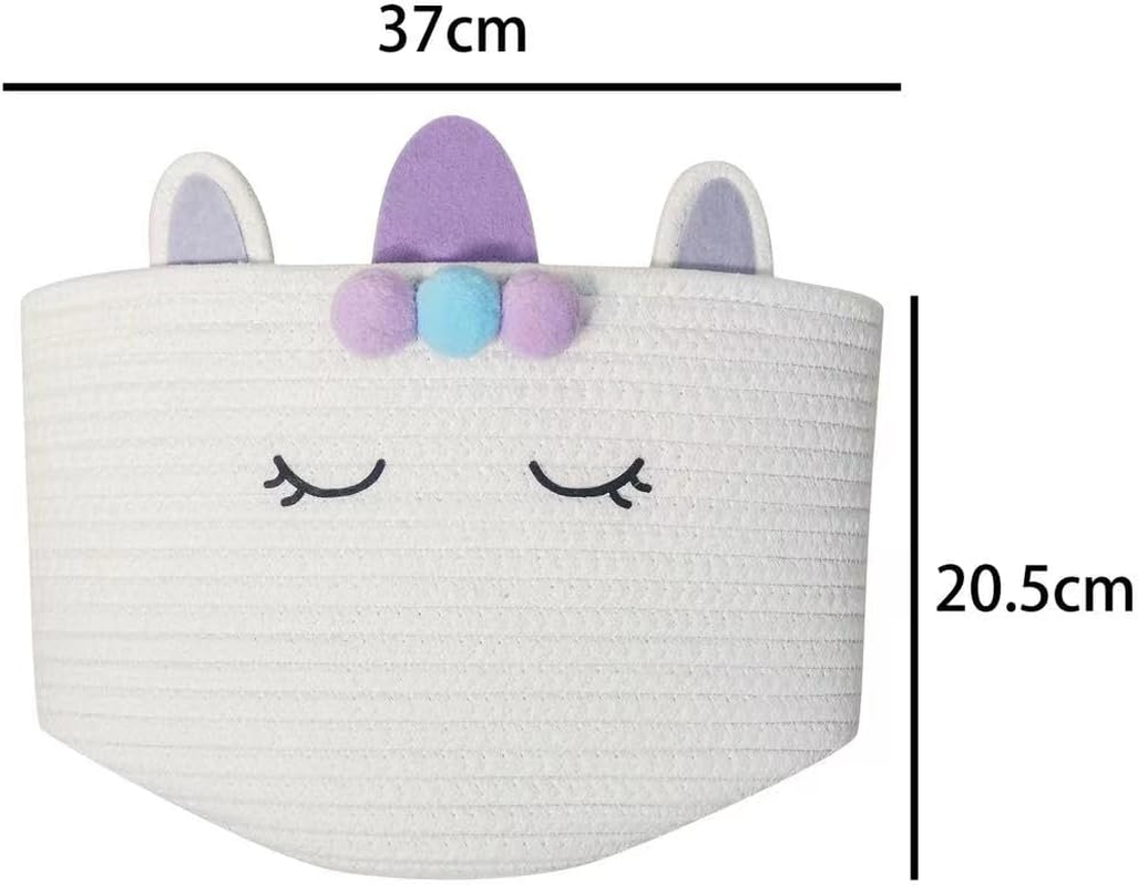 T&T Homewares - Small Woven Cotton Rope Storage Basket, Collapsible Organizer Basket, Clothes | Pet Gift Basket | Nursery Organizer- D25Xh20 (Purple Unikorn) image number 5