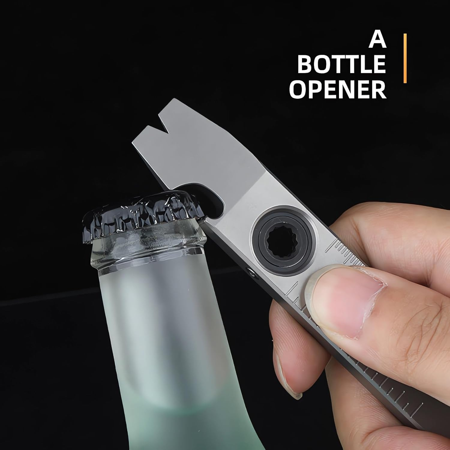 Titanium Pry Bar EDC Tool,Versatile Pry Tool,Bottle Opener,Wrench,Ratche Screwdriver,Crowbar in One,Compact Versatile Pocket Pry Bar for Everyday Carry