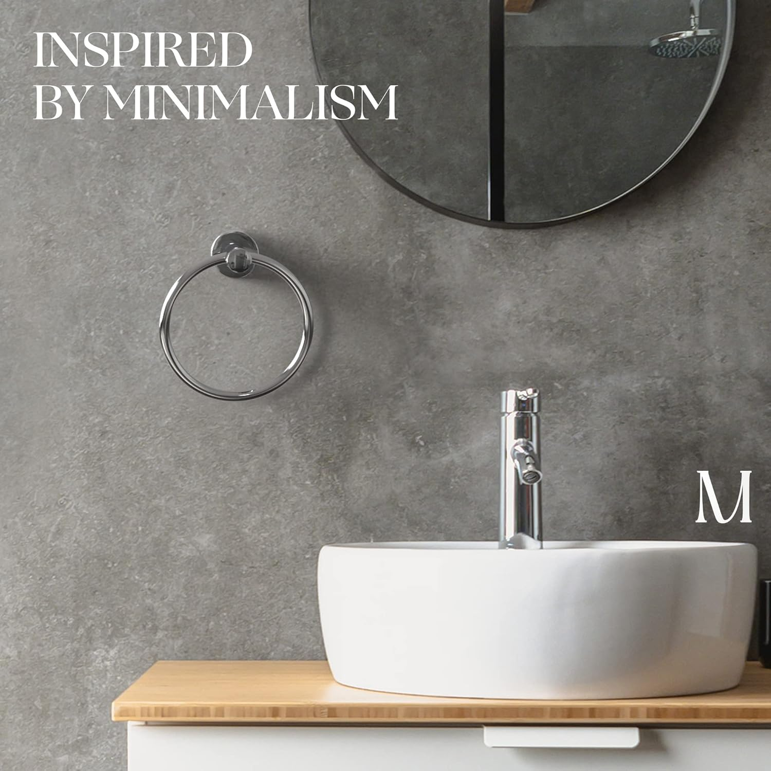 Marmolux Acc Stainless Steel Brushed Wall Mount Bathroom Hardware Accessories Set, Including Bath Towel Bar, Towel Ring/Hand Towel Holder, Toilet Paper Holder, Robe Hook, Polished Chrome image number 1