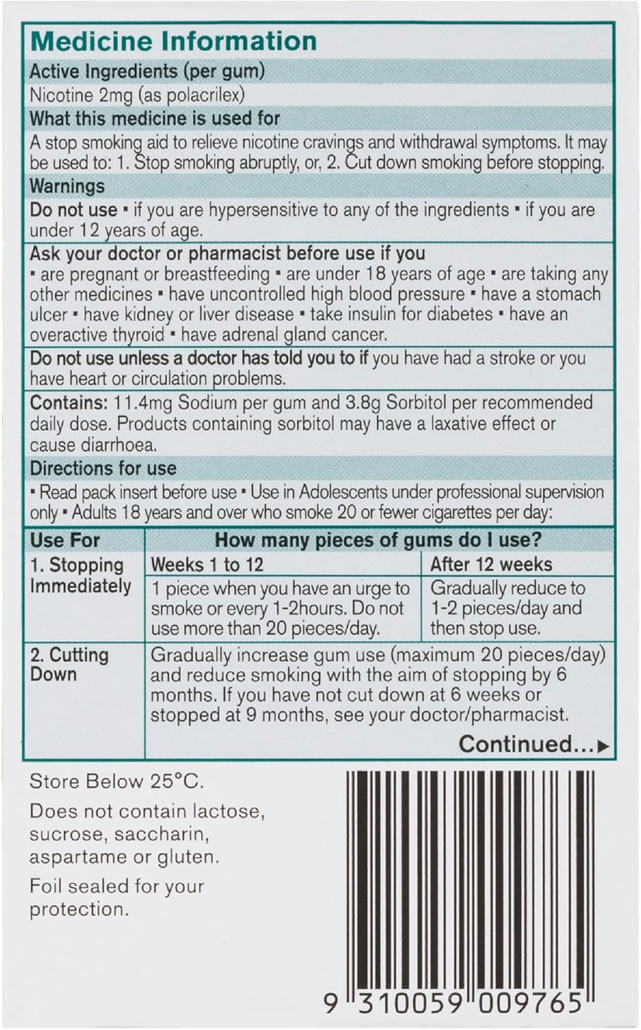 Nicorette Quit Smoking Regular Strength Nicotine Gum Classic 30 Pack image number 2