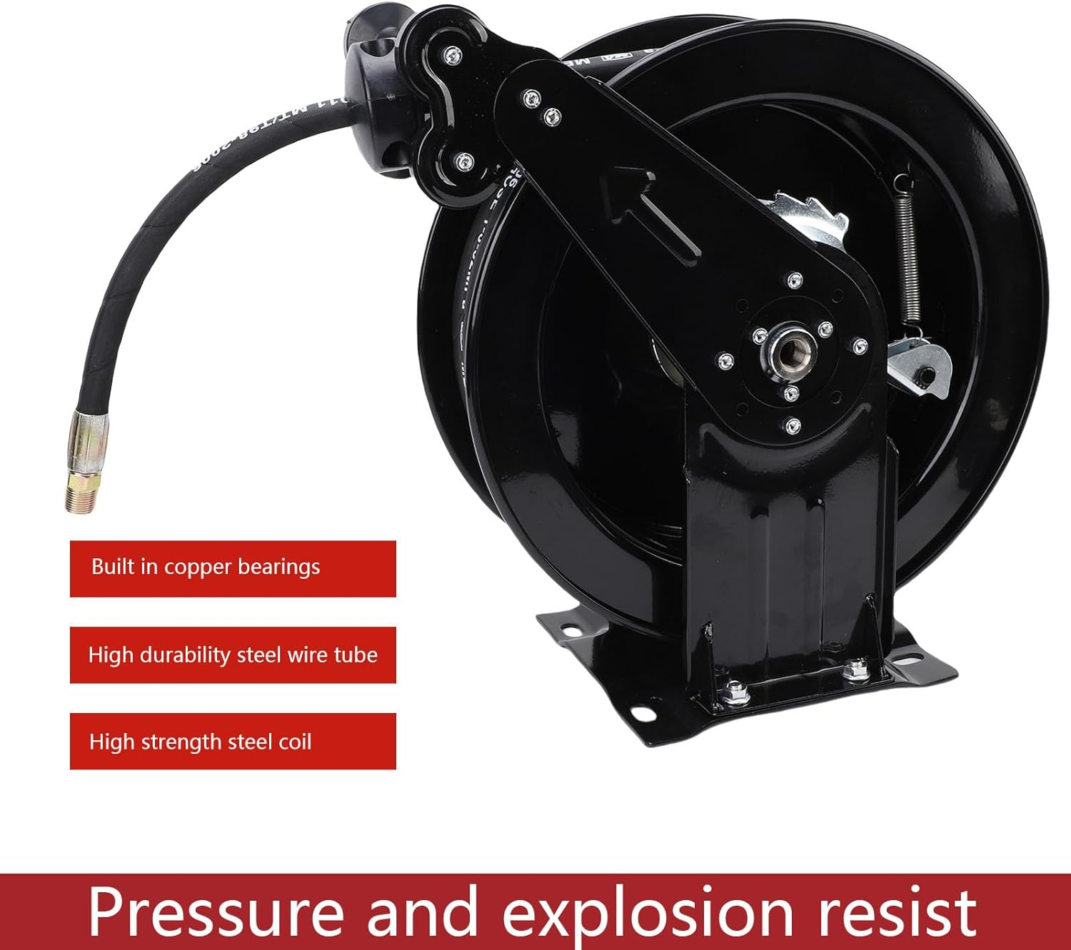 Marhynchus Power Wash Hose Reel Pressure Washer Hose Reel High Pressure 32.81Ft Heavy Duty Carbon Steel for Automotive Gardening Home Renovations image number 3