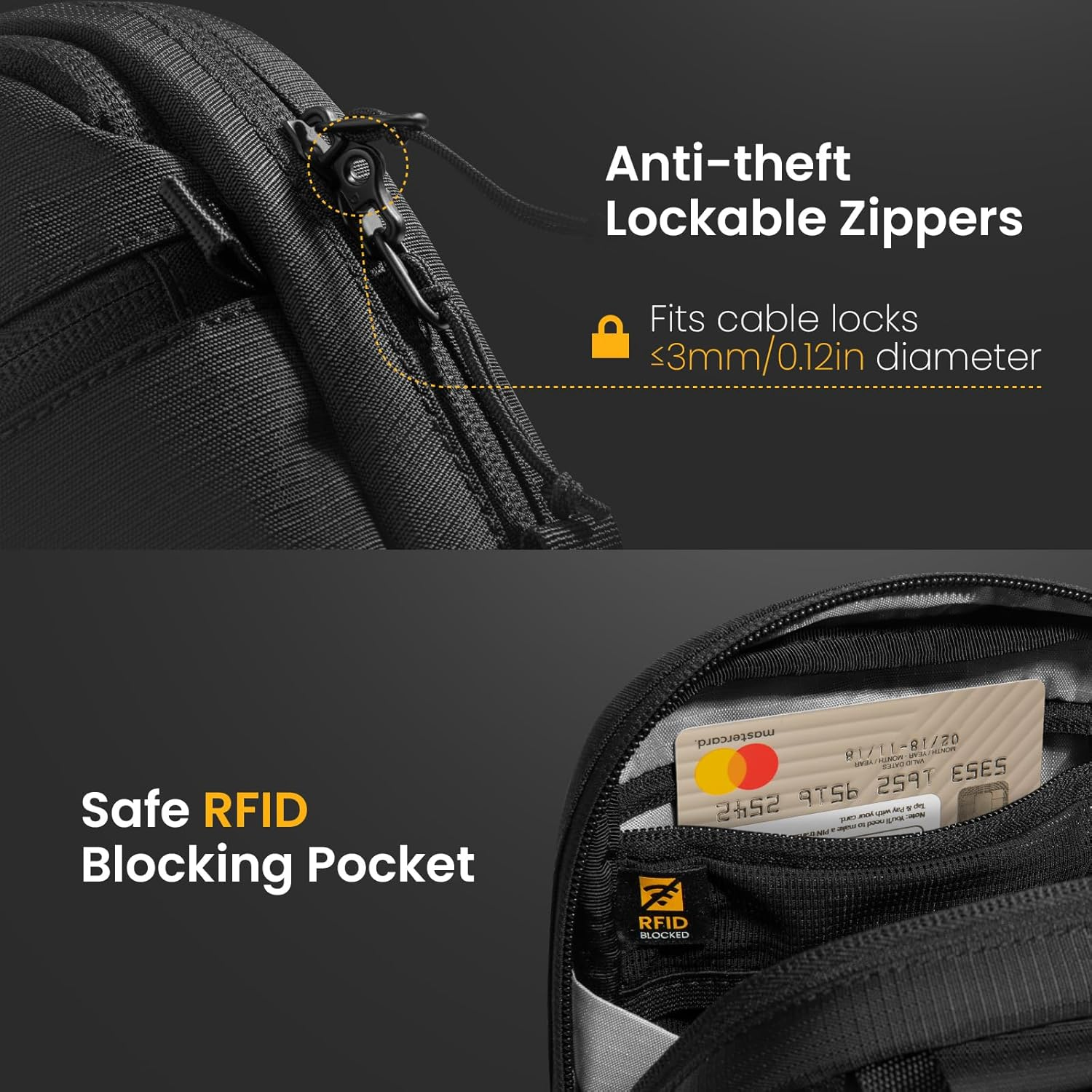 Tomtoc Anti-Theft Travel Crossbody Bag 1.3L &ndash; RFID Blocking Mini Sling with Lockable Zipper, Lightweight Passport Pouch for Cards & Tickets, Compact Bag for Vacation & Urban Travel - Beige image number 7