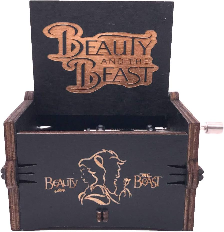 Music Box Hand Crank Musical Box Carved Wooden,Play :Song of Storms from Ocarina of Time,Brown