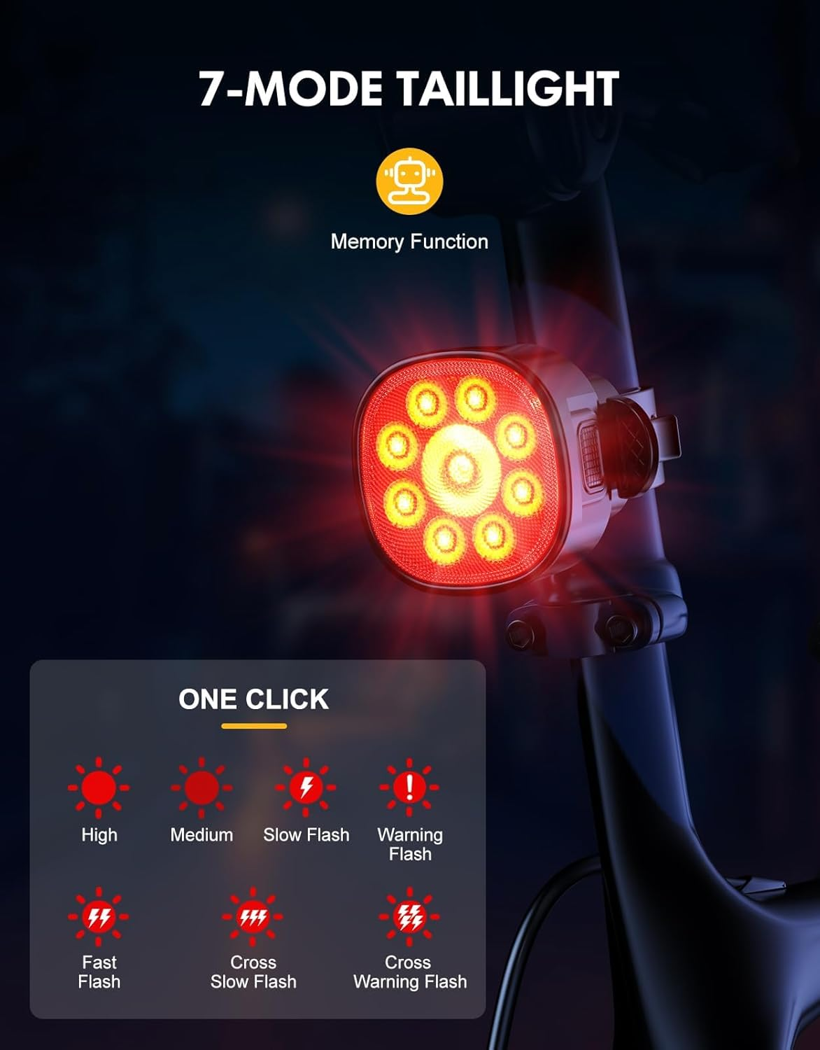 Bike Lights [8+7 Modes], USB Rechargeable Bike Lights Front and Back, Ultra Bright with Spotlight & Floodlight, IP65 Waterproof Bicycle Lights for Road Mountain Day/Night Cycling Safety, Snap On/Off image number 1