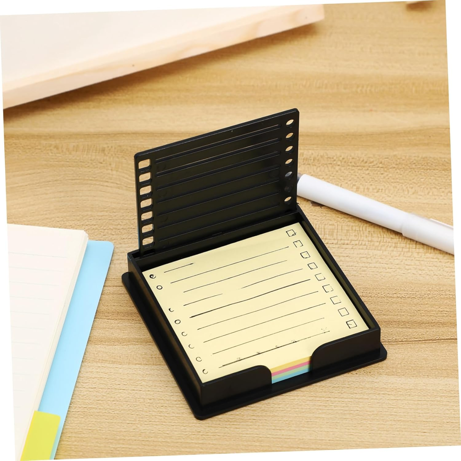 GRIRIW Post Note Template Reusable Sticker Label Dispenser Organizer Memo Holder for Desk Stationery Storage Shipping Label Holder image number 4