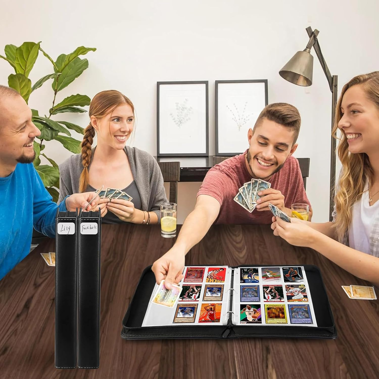 900-Capacity Zippered Trading Card Binder,9-Pocket PU Leather Organizer with 50 Removable Pages for Sports & TCG Cards (Baseball/Basketball/Football) image number 5