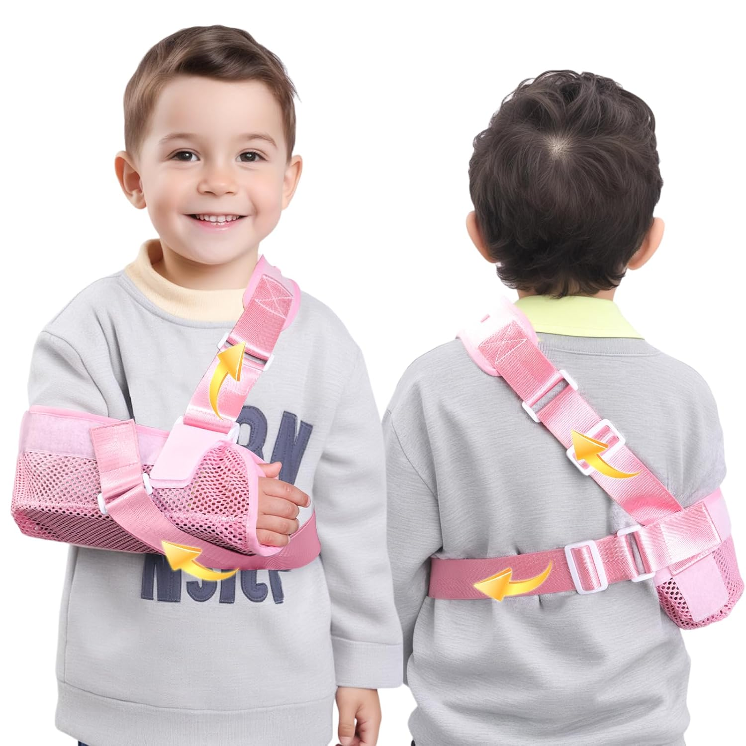 Arm Sling for Kids, Arm Brace with Support Plate, Arm Support Sling Shoulder Immobilizer for Children Shoulder Injury, Suit for Left and Right Arms, Boy and Girl (Pink,Xs) image number 3