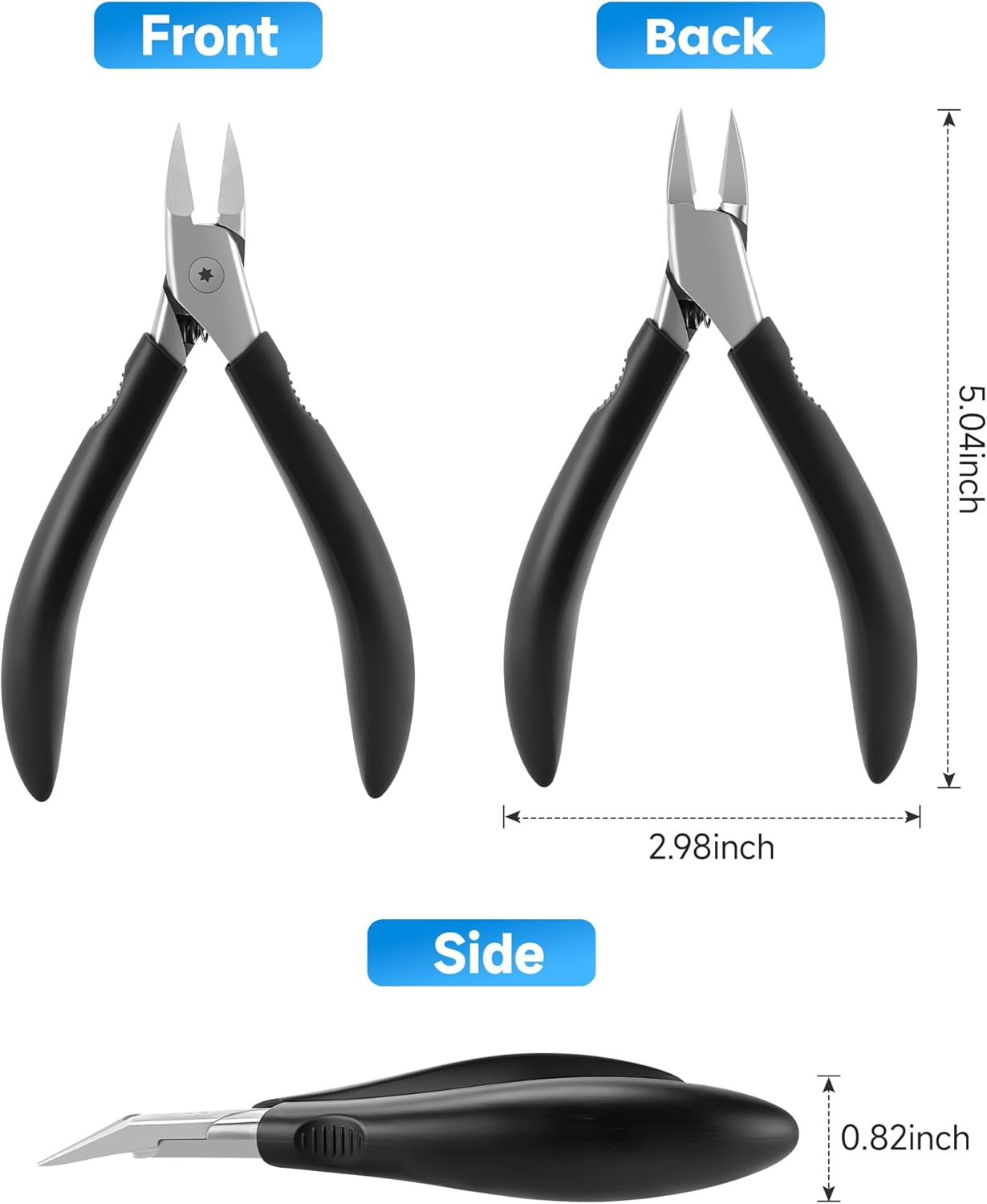 Tisojpod Nail Clippers,Toenail Clipper for Ingrown or Thick Toe Nails,Fingernail Clipper for Men Women Seniors with Stainless Steel Straight Blade Soft Handle Nail Cutter Black image number 6