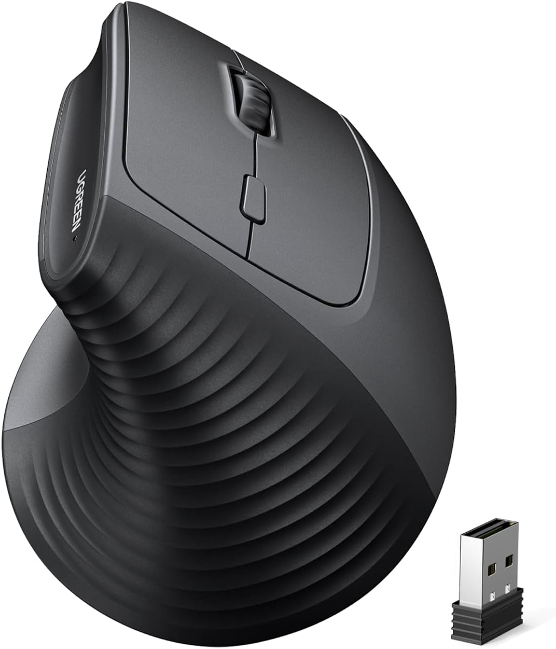 UGREEN Wireless Ergonomic Vertical Mouse, Bluetooth & 2.4G, 4000DPI Optical Tracking, 57&deg; Ergonomic Angle, 6 Buttons, 4 Adjustable DPI Levels Silent for Laptop, Macbook, Chromebook, Desktop image number 3