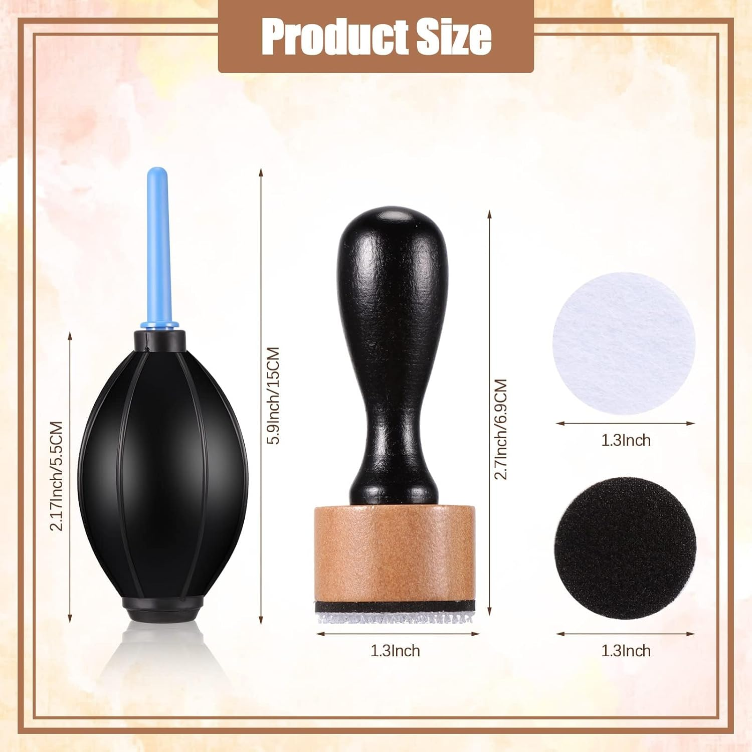 54 Pieces Alcohol Ink Blower Applicator Tool Set, Include round Blending Tool Ranger Mini Blending Tool Air Blower Mini Ink Blower Felts Replacement Foams for Card Making Embossing Painting Rendering image number 5