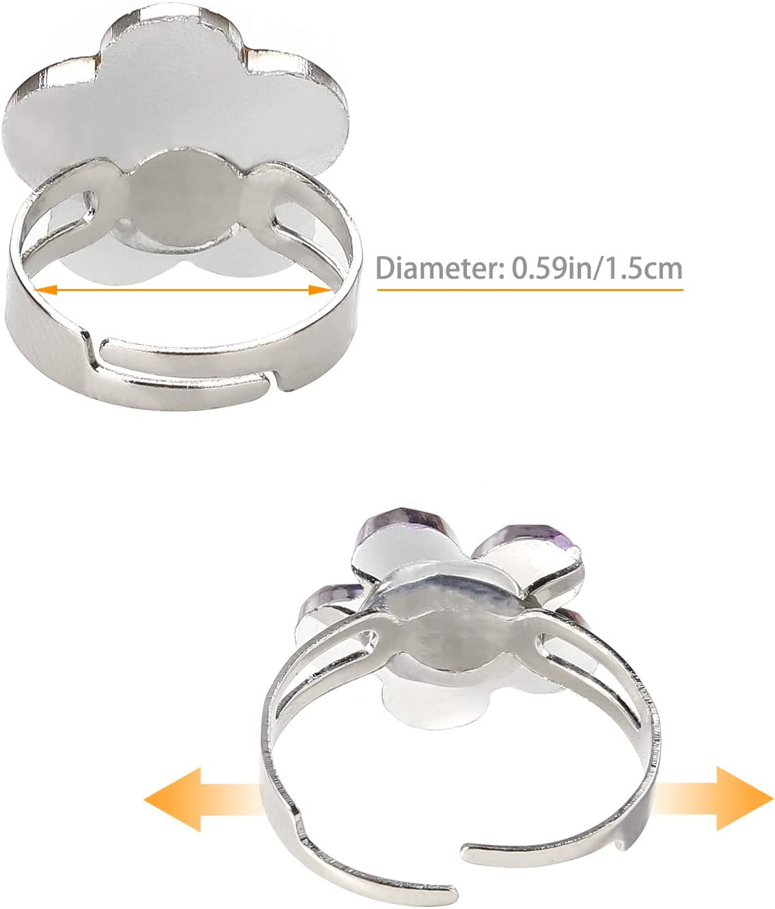 Hifot 24 Pcs Girls Crystal Adjustable Rings, Princess Jewelry Finger Rings with Heart Shape Box, Girl Pretend Play and Dress up Rings for Children Kids Little Girls - Random image number 2