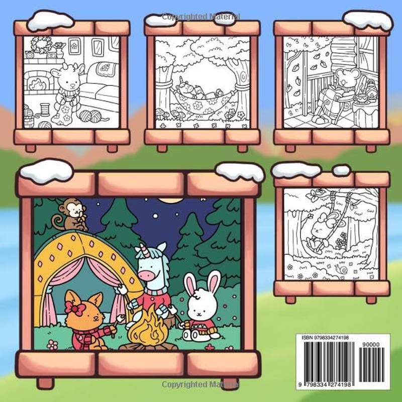 Hygge Heaven - Super Cute and Fun Adult Coloring Book: Featuring Adorable Animal Characters Engaging in Stress Relief and Relaxation Activities