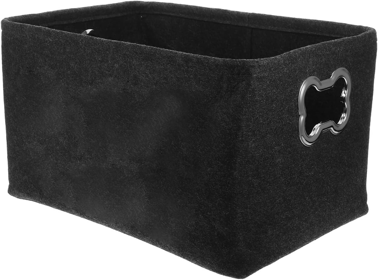 Alasum Dog Toy Storage Box Felt Basket with Metal Handles 15.35X11X8.66 Inches Lightweight Organizer for Pet Supplies and Kids Toys Home Storage image number 1